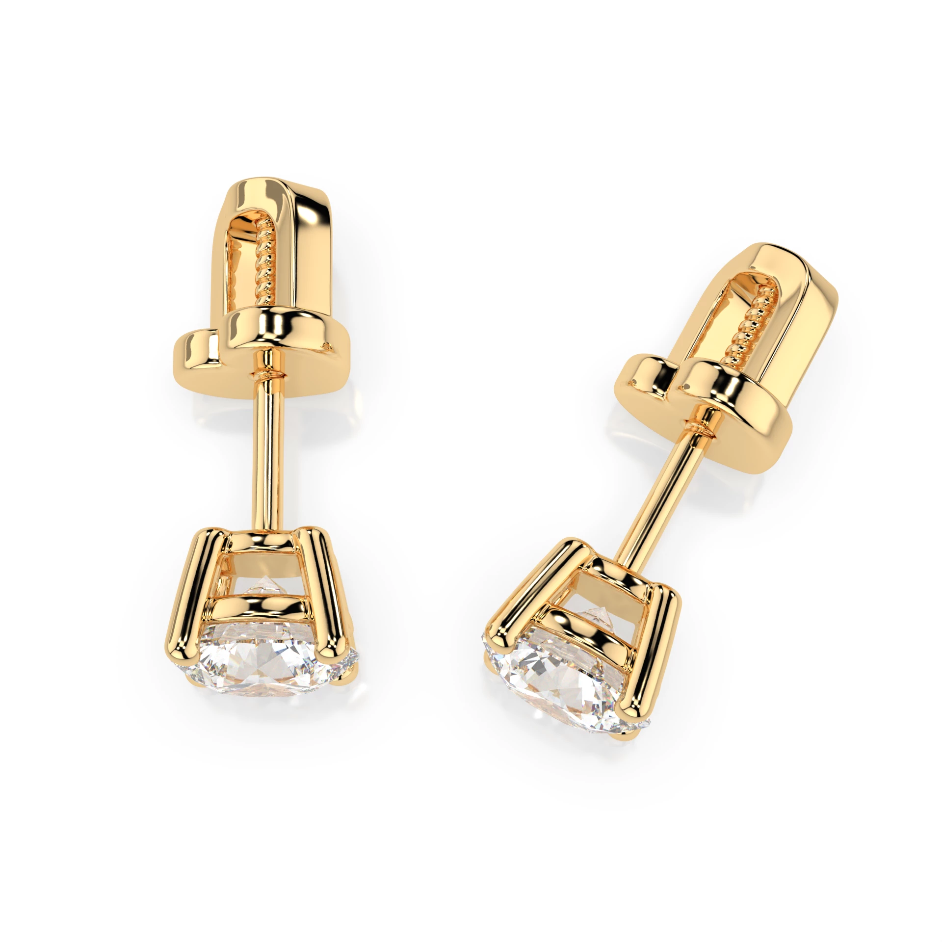 Boucles d'oreilles Beauté Intemporelle Solitaire avec fermoir papillon ronde 1 ct · 5,1 mm — vue 4