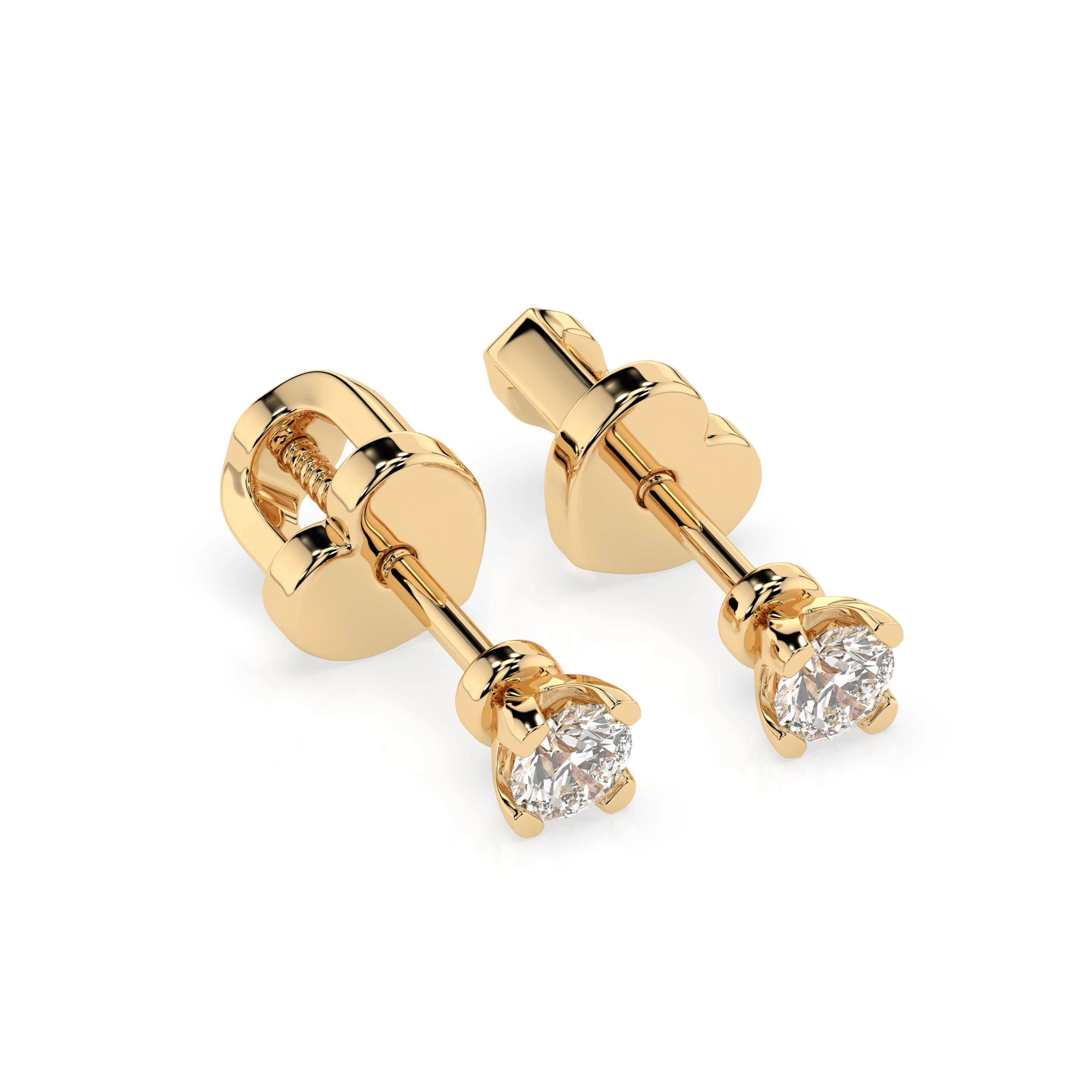 Boucles d'oreilles Galaxie Infinie Solitaire avec fermoir papillon ronde 0,2 ct · 3,0 mm — vue 5
