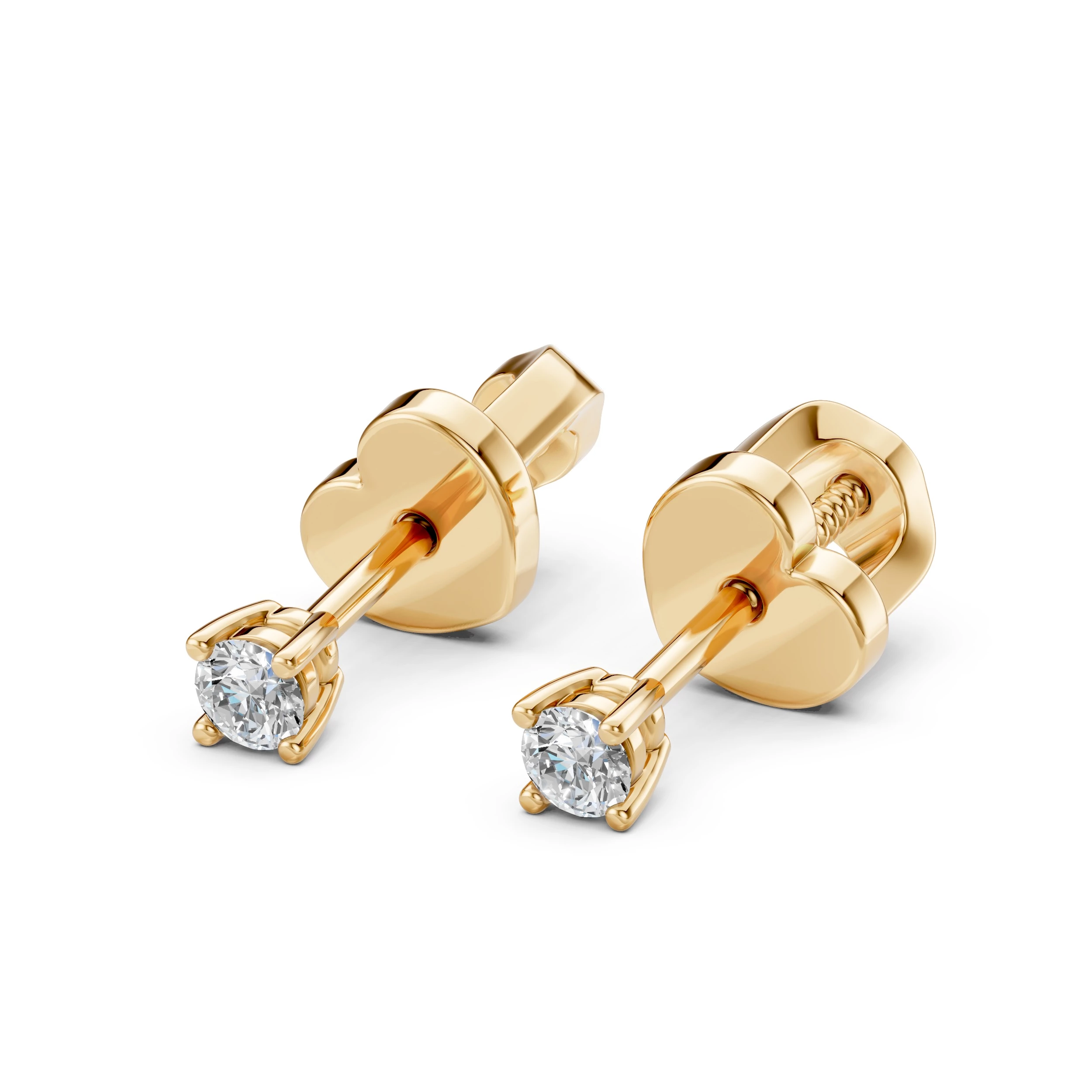 Boucles d'oreilles Rayon Lumineux Solitaire avec fermoir papillon ronde 0,12 ct · 2,5 mm — vue 6