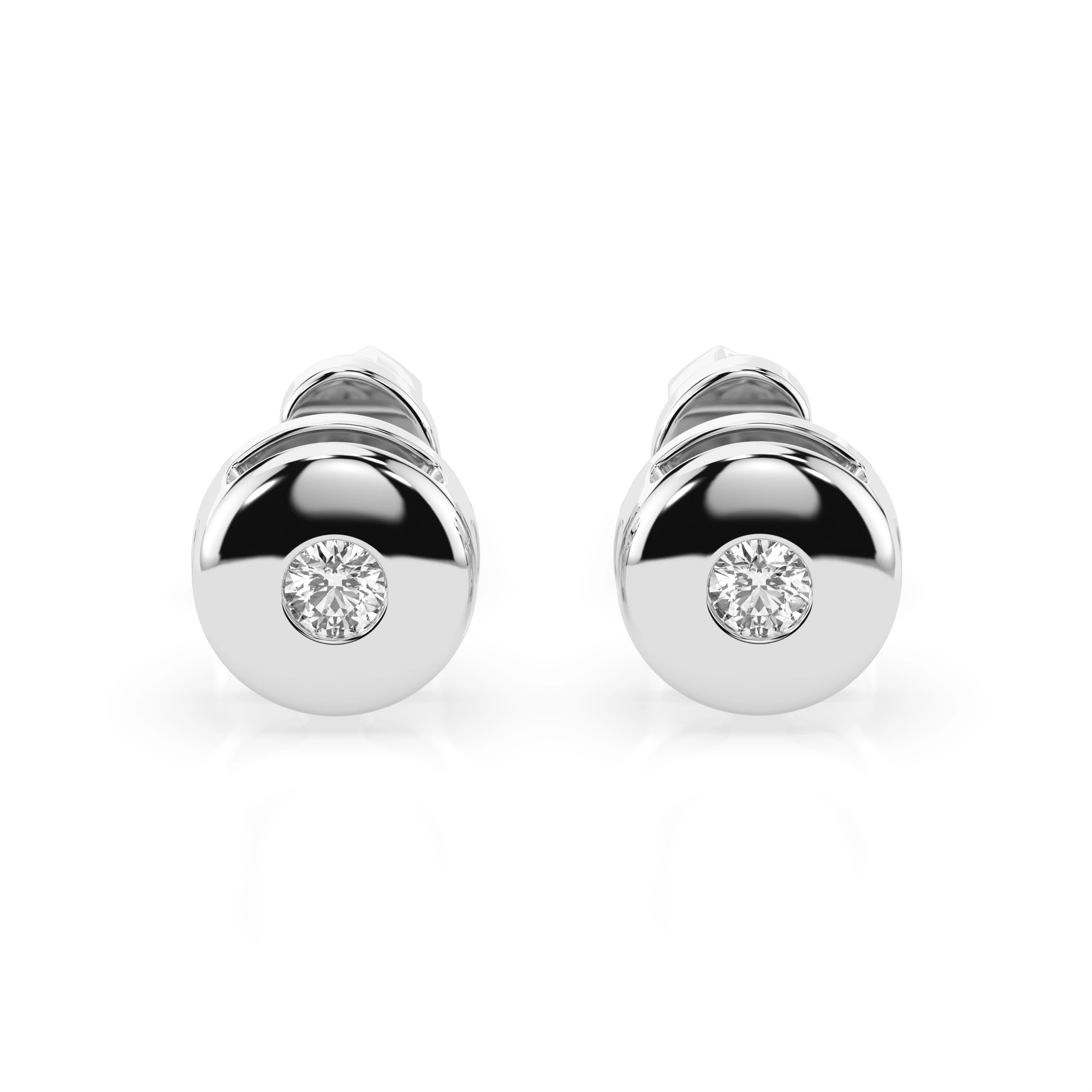 Boucles d'oreilles Lune Céleste Solitaire avec fermoir papillon ronde 0,08 ct — vue 1