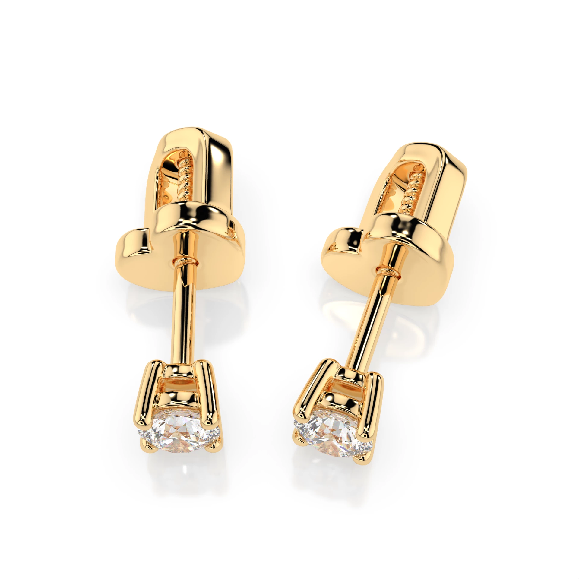 Boucles d'oreilles Cosmos Divin Solitaire avec fermoir papillon ronde 0,3 ct · 3,4 mm — vue 5