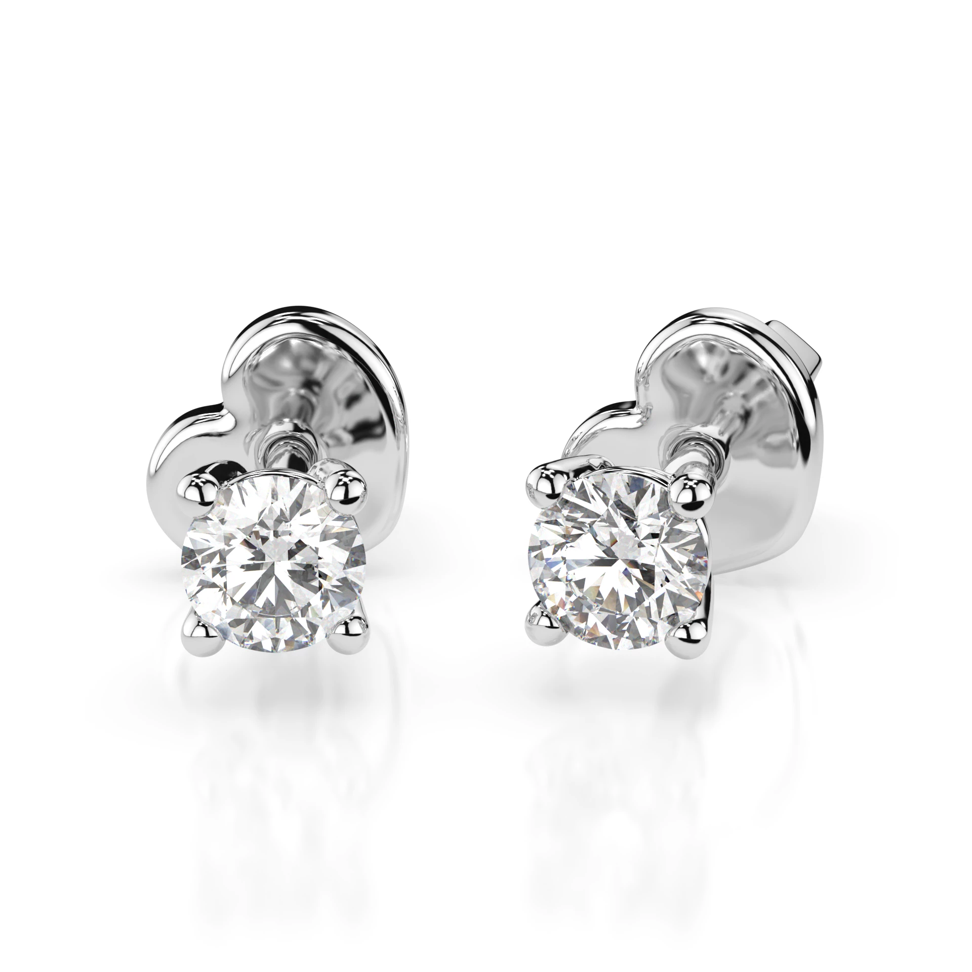 Boucles d'oreilles Cosmos Divin Solitaire avec fermoir papillon ronde 0,3 ct · 3,4 mm — vue 1