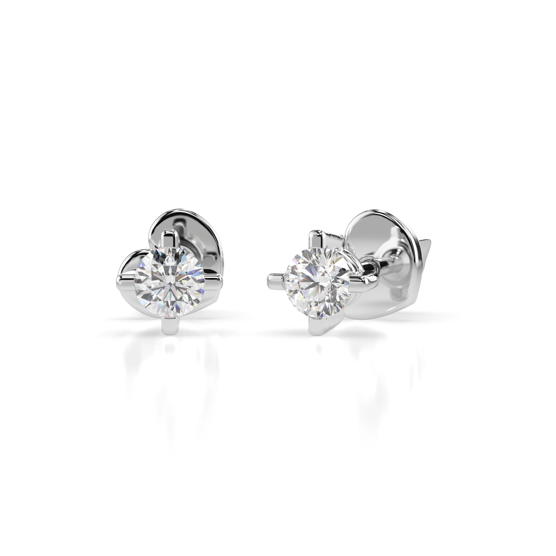 Boucles d'oreilles Galaxie Argentée Solitaire avec fermoir papillon ronde 0,12 ct · 2,5 mm — vue 1
