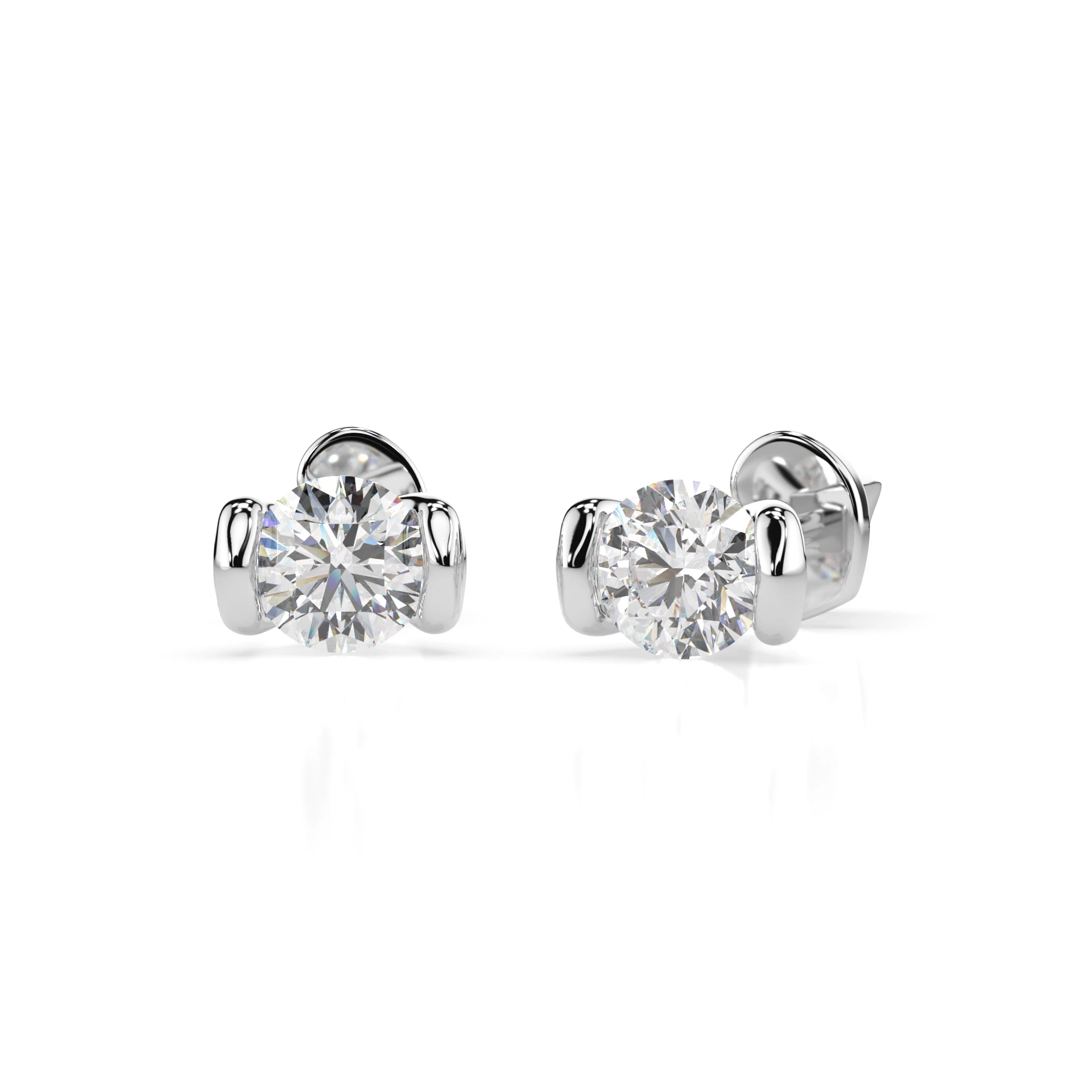 Boucles d'oreilles Ciel Céleste Solitaire avec fermoir papillon ronde 0,4 ct · 3,7 mm — vue 1