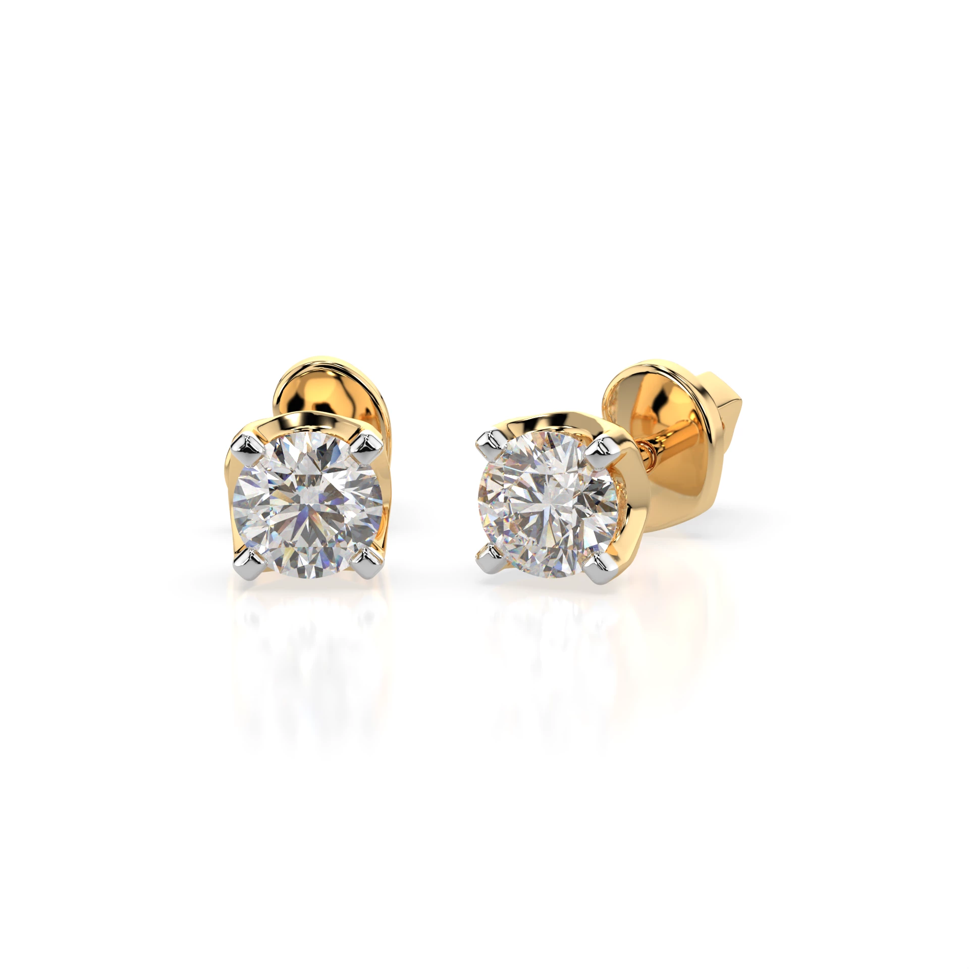Boucles d'oreilles Soleil Sublime Solitaire avec fermoir papillon ronde 0,4 ct · 3,7 mm — vue 4
