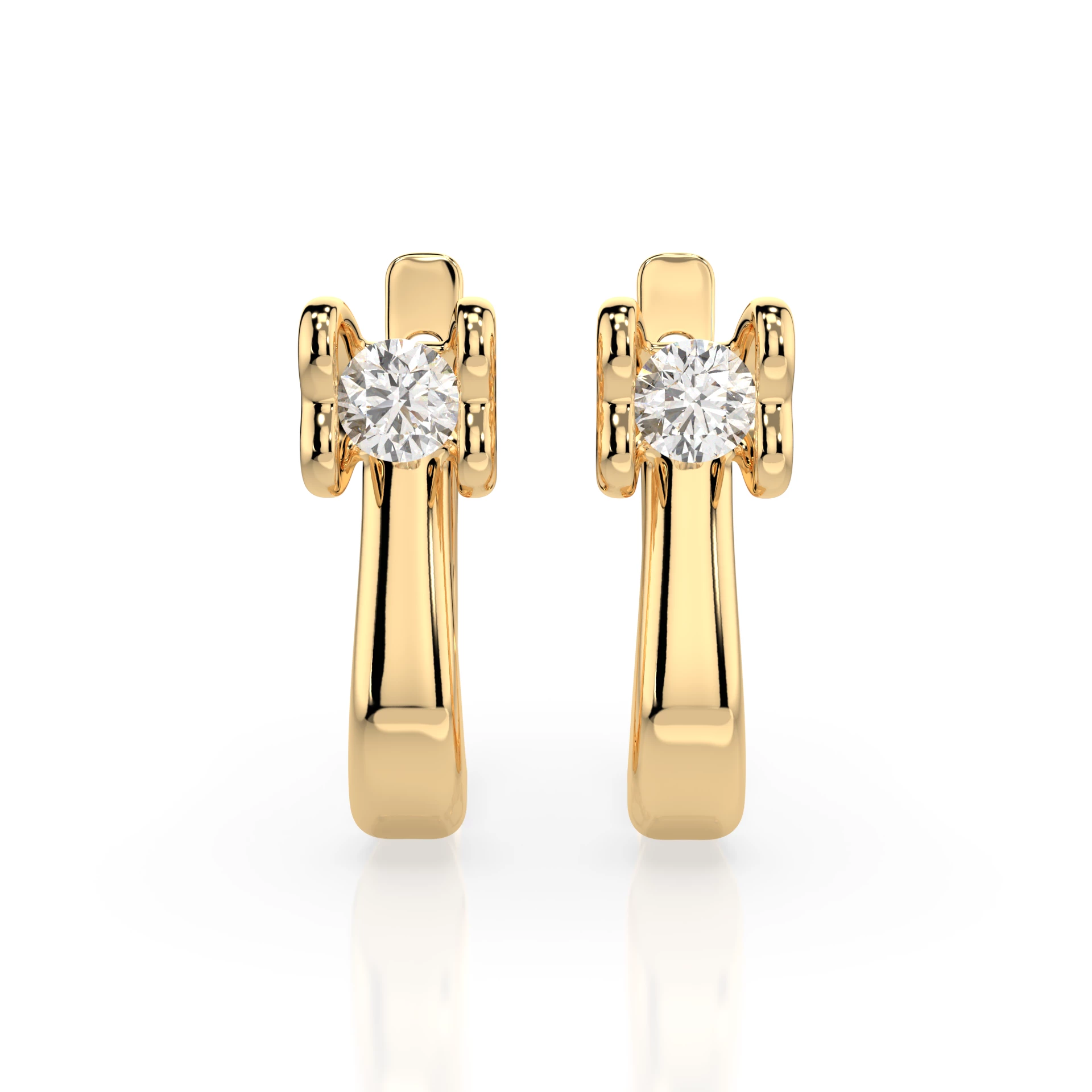 Boucles d'oreilles Crépuscule Étoilé Solitaire avec fermoir anglais ronde 0,2 ct · 3,0 mm — vue 4