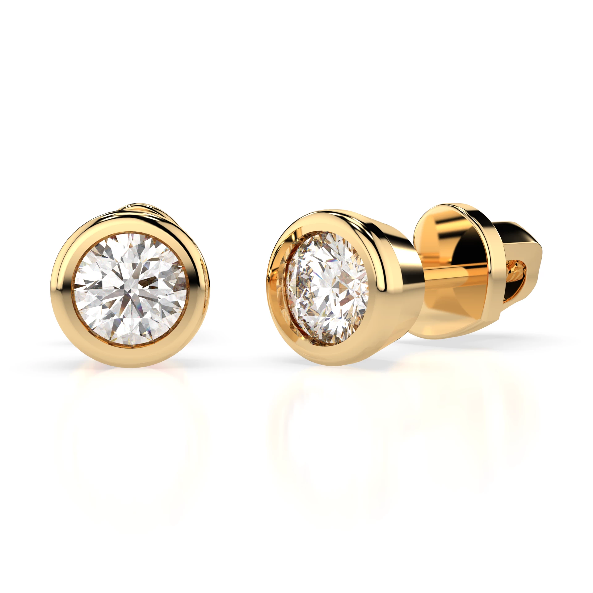 Boucles d'oreilles Comète Sacrée Solitaire avec fermoir papillon ronde 0,6 ct · 4,2 mm — vue 4