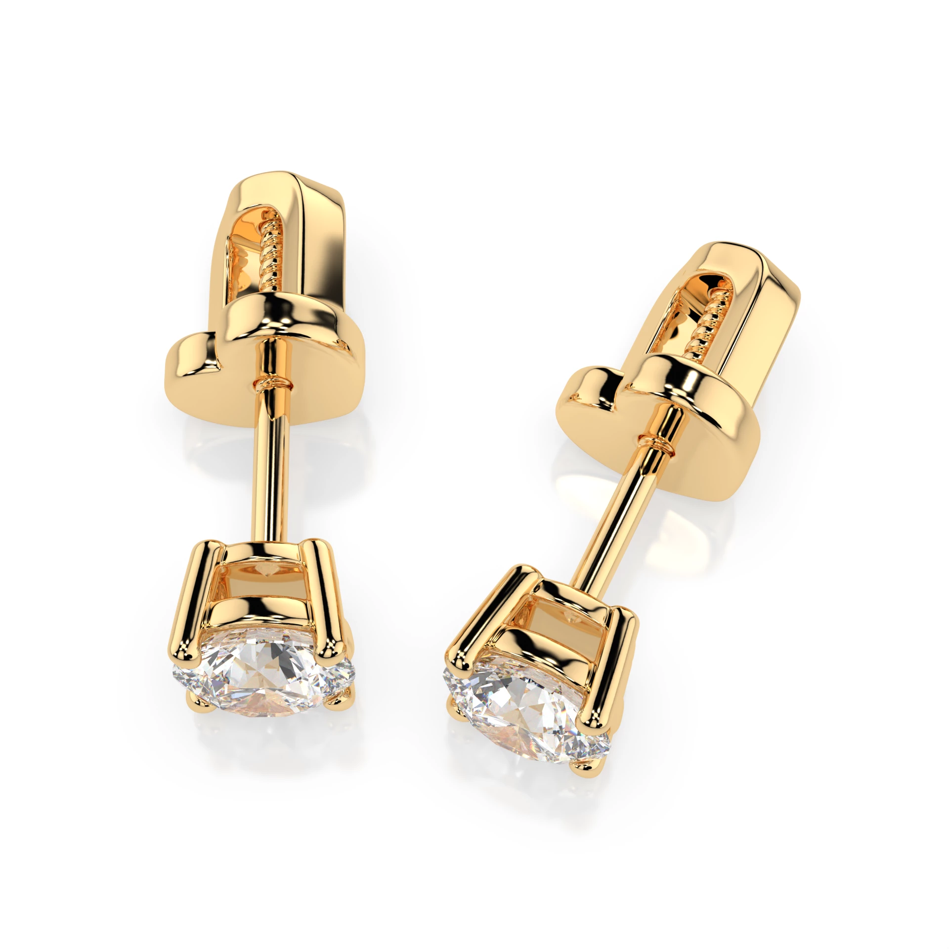 Boucles d'oreilles Firmament Impérial Solitaire avec fermoir papillon ronde 0,5 ct · 4,0 mm — vue 5