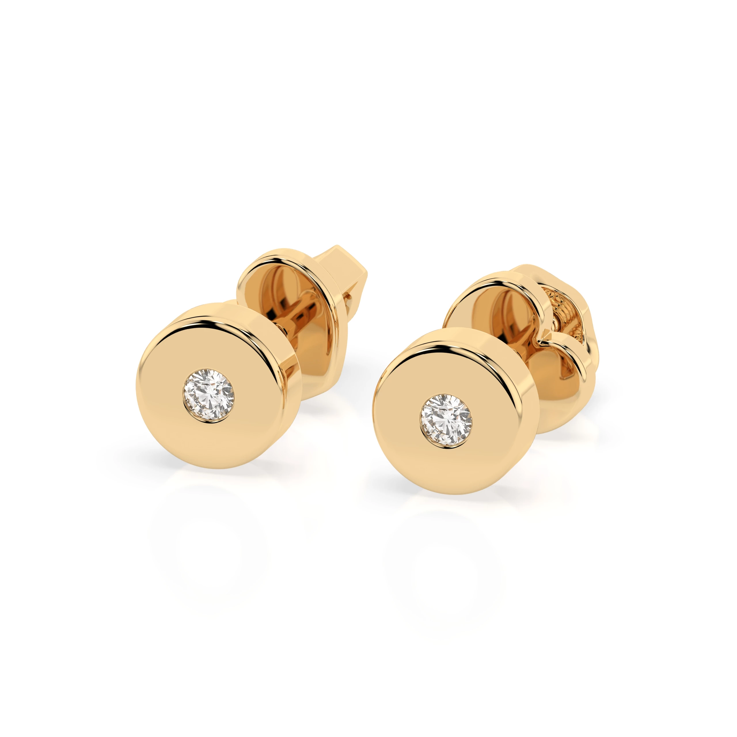 Boucles d'oreilles Ciel Étoilé Solitaire avec fermoir papillon ronde 0,04 ct — vue 6