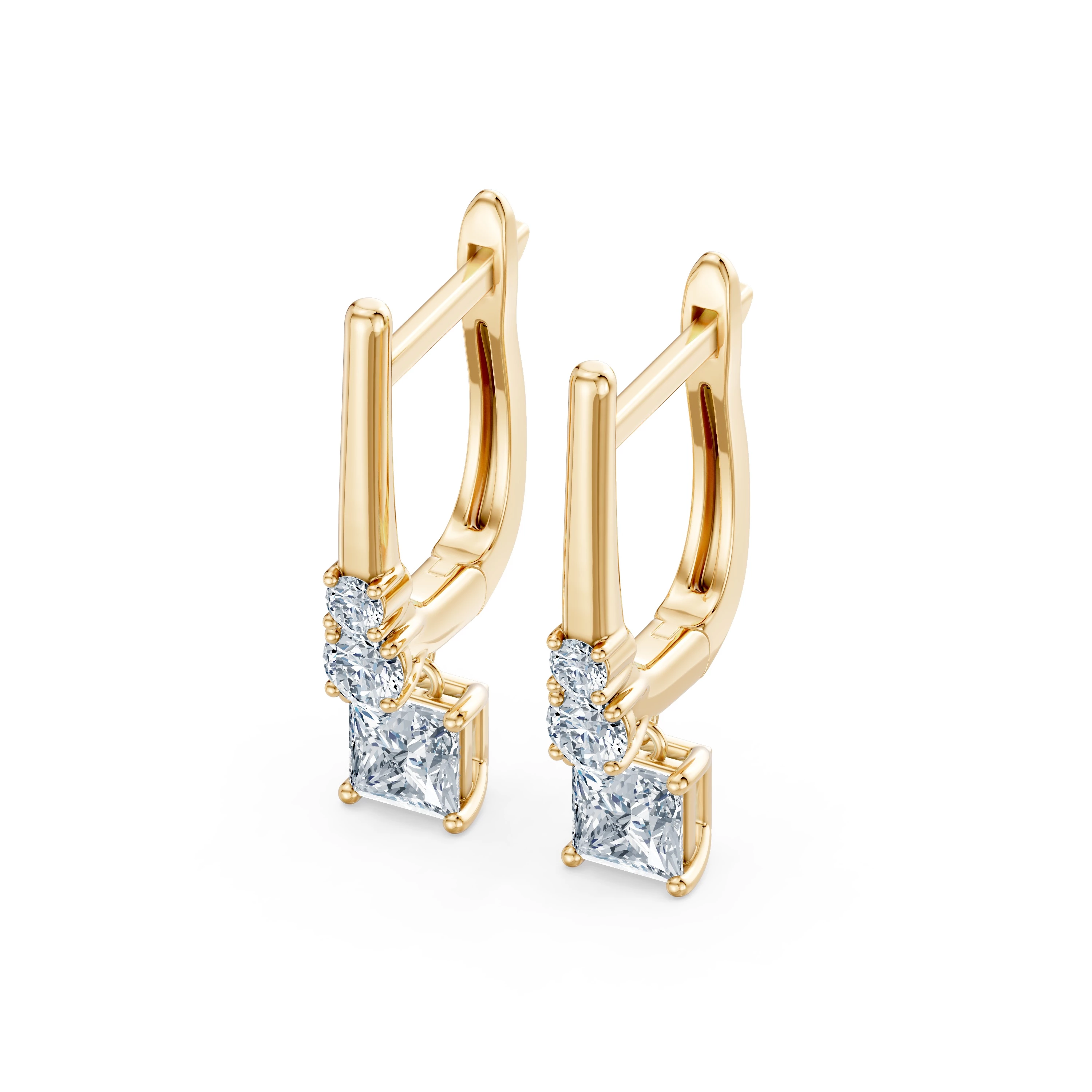 Boucles d'oreilles Émotion Radieuse Solitaire Éternité princesse 0,6 ct — vue 6