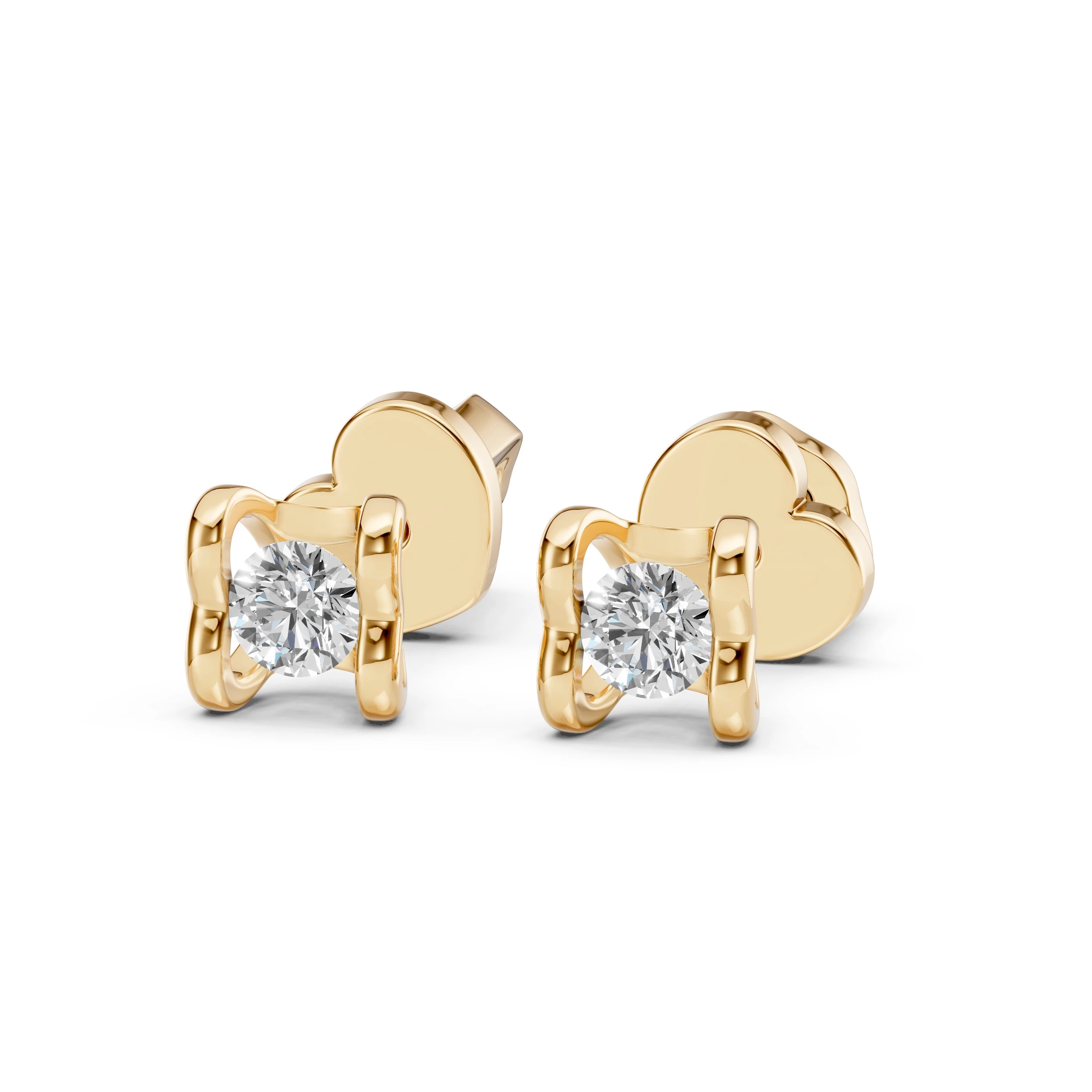 Boucles d'oreilles Soleil Mystérieux Solitaire avec fermoir papillon ronde 0,2 ct · 3,0 mm — vue 5