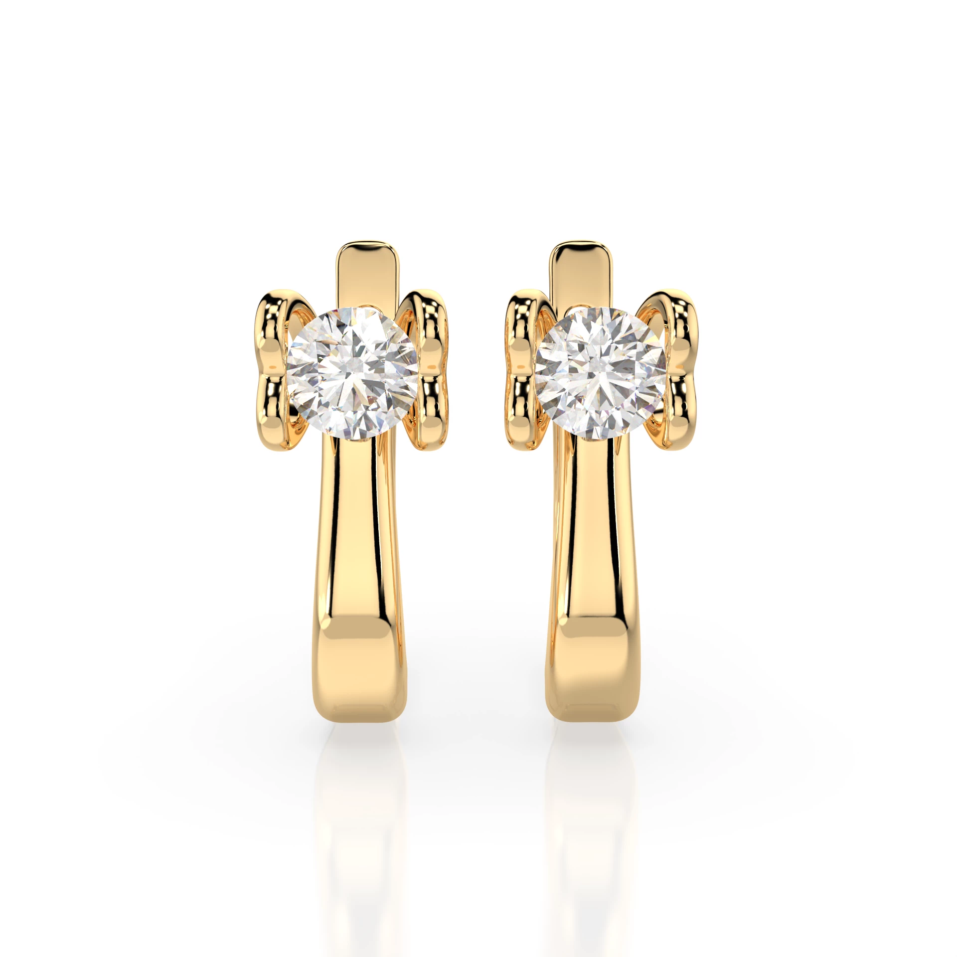 Boucles d'oreilles Voie Lactée Étoilée Solitaire avec fermoir anglais ronde 0,5 ct · 4,0 mm — vue 4