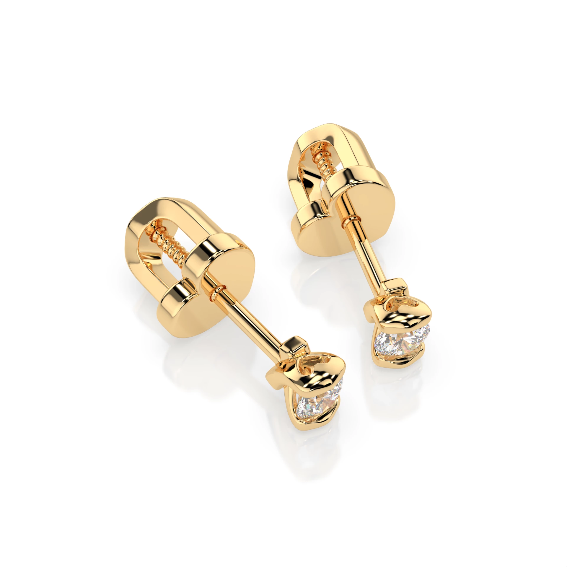 Boucles d'oreilles Lune Éternelle Solitaire avec fermoir papillon ronde 0,3 ct · 3,4 mm — vue 6