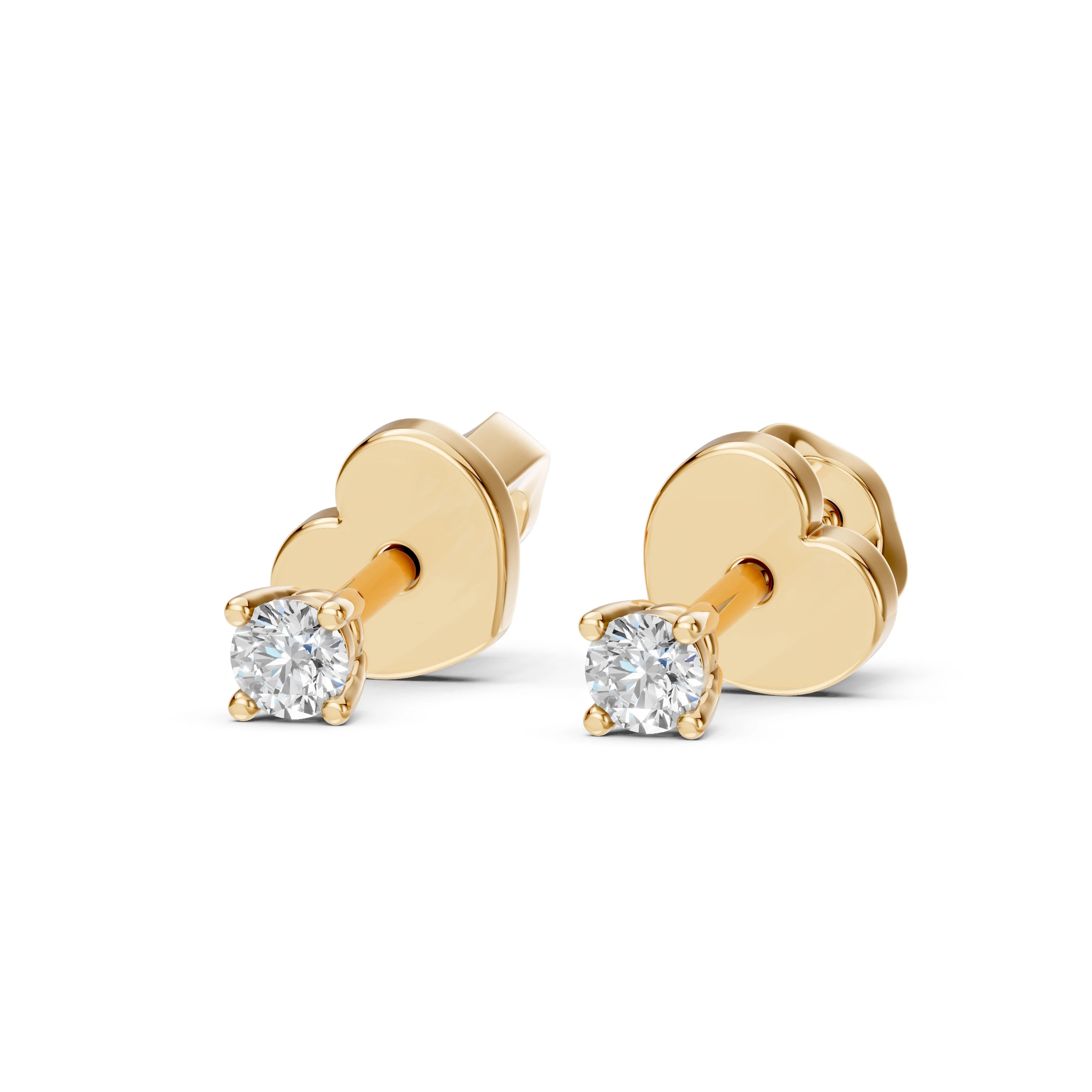 Boucles d'oreilles Rayon Lumineux Solitaire avec fermoir papillon ronde 0,12 ct · 2,5 mm — vue 5