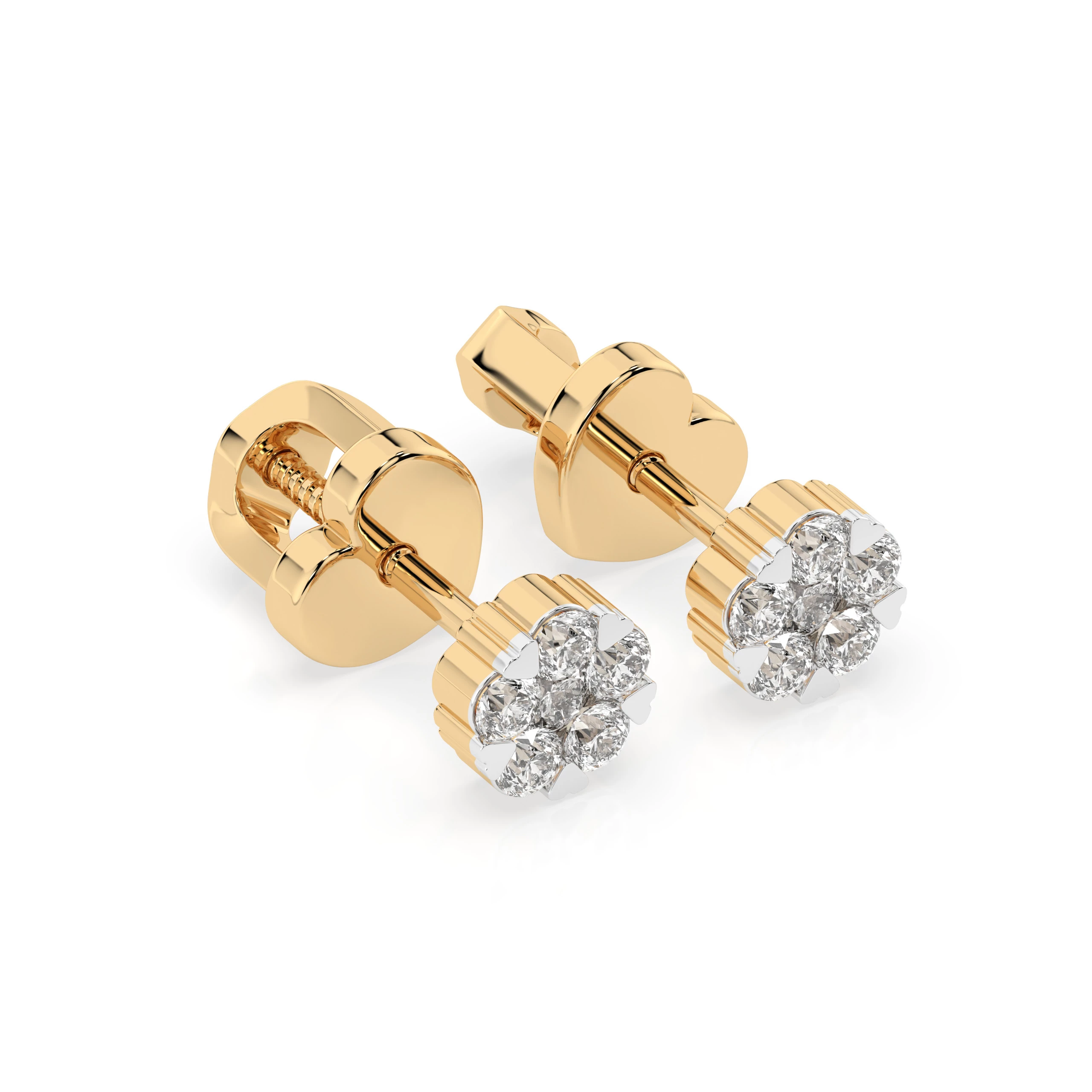 Boucles d'oreilles Zénith Doré Illusion ronde 0,06 ct — vue 5