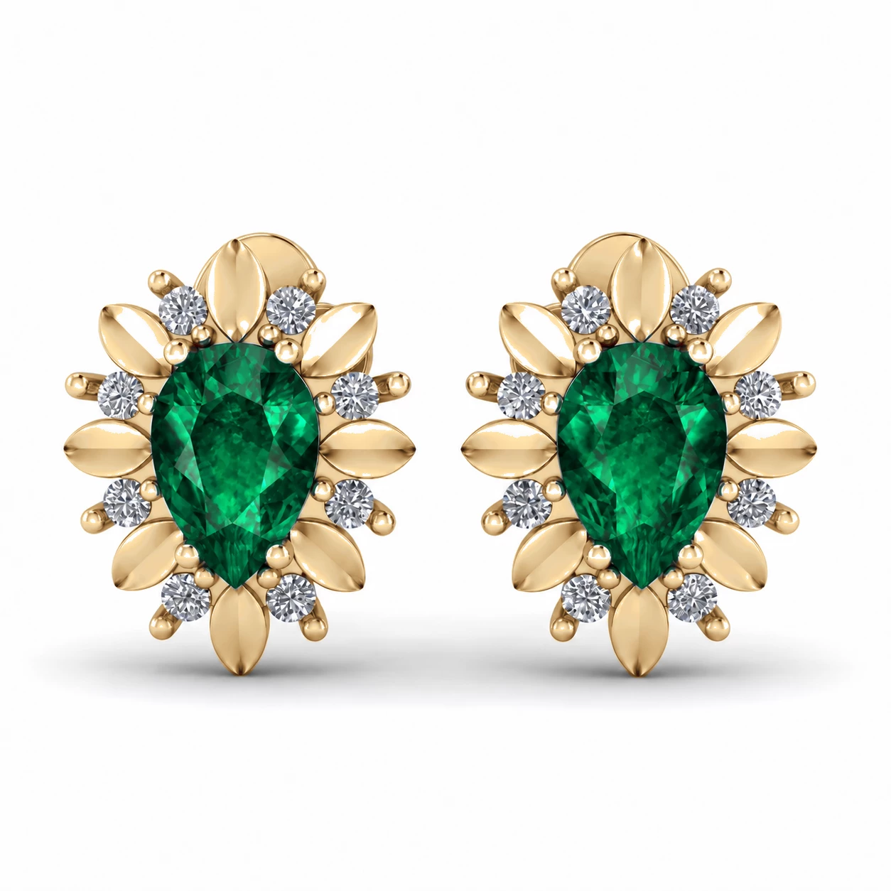 Boucles d'oreilles Blason Doré Pierre Précieuse 0,33 ct — vue 7