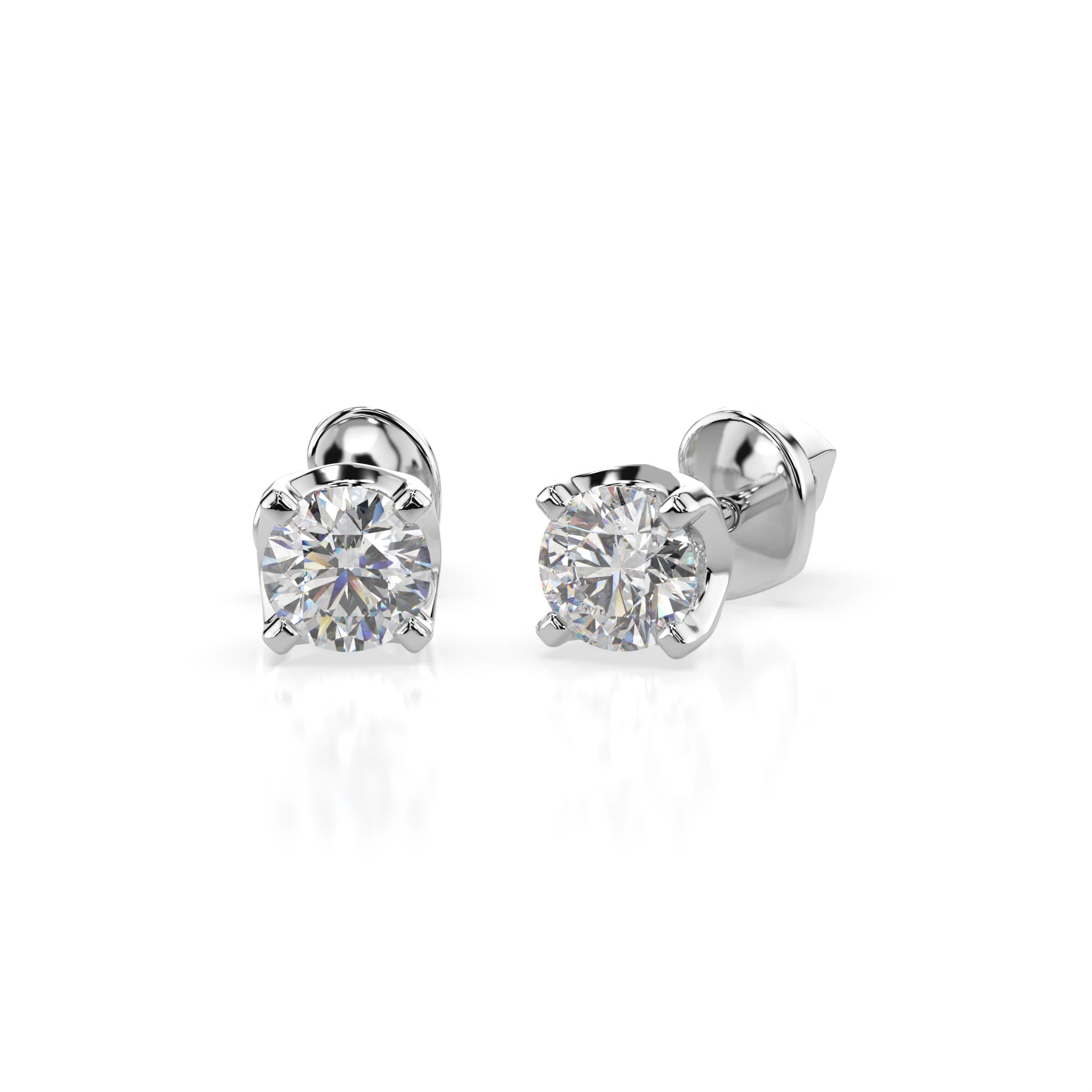 Boucles d'oreilles Soleil Sublime Solitaire avec fermoir papillon ronde 0,4 ct · 3,7 mm — vue 1