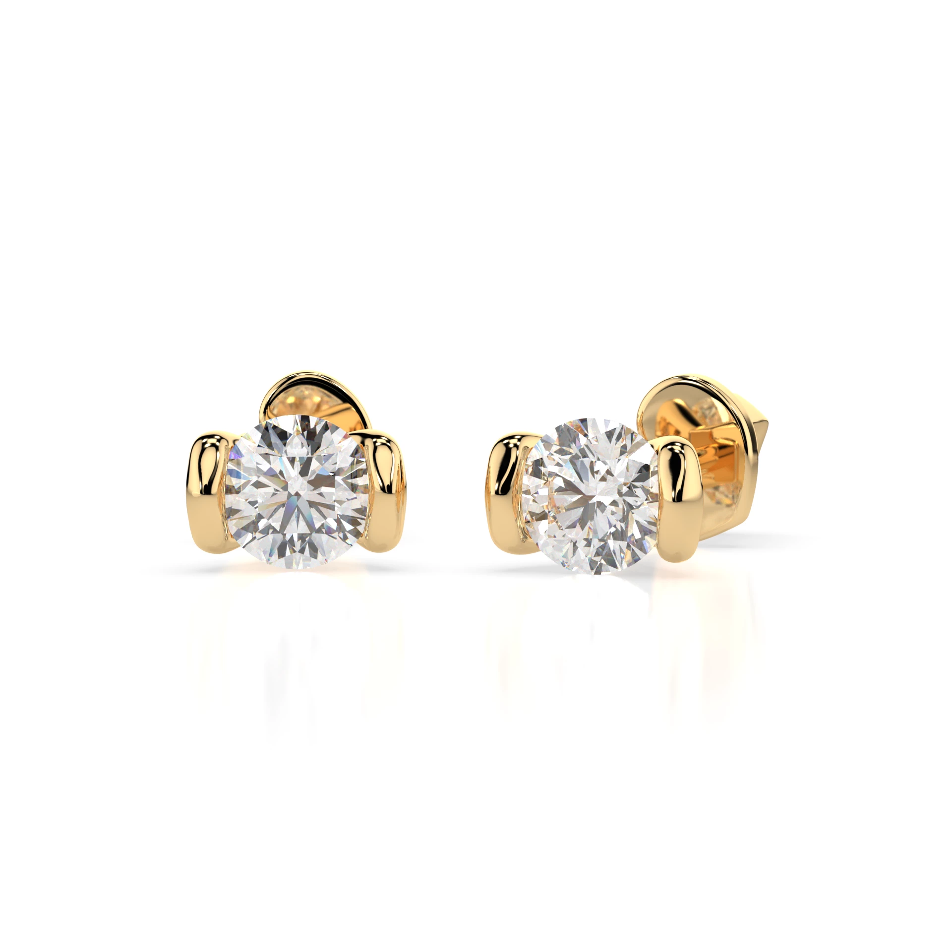 Boucles d'oreilles Ciel Céleste Solitaire avec fermoir papillon ronde 0,4 ct · 3,7 mm — vue 4