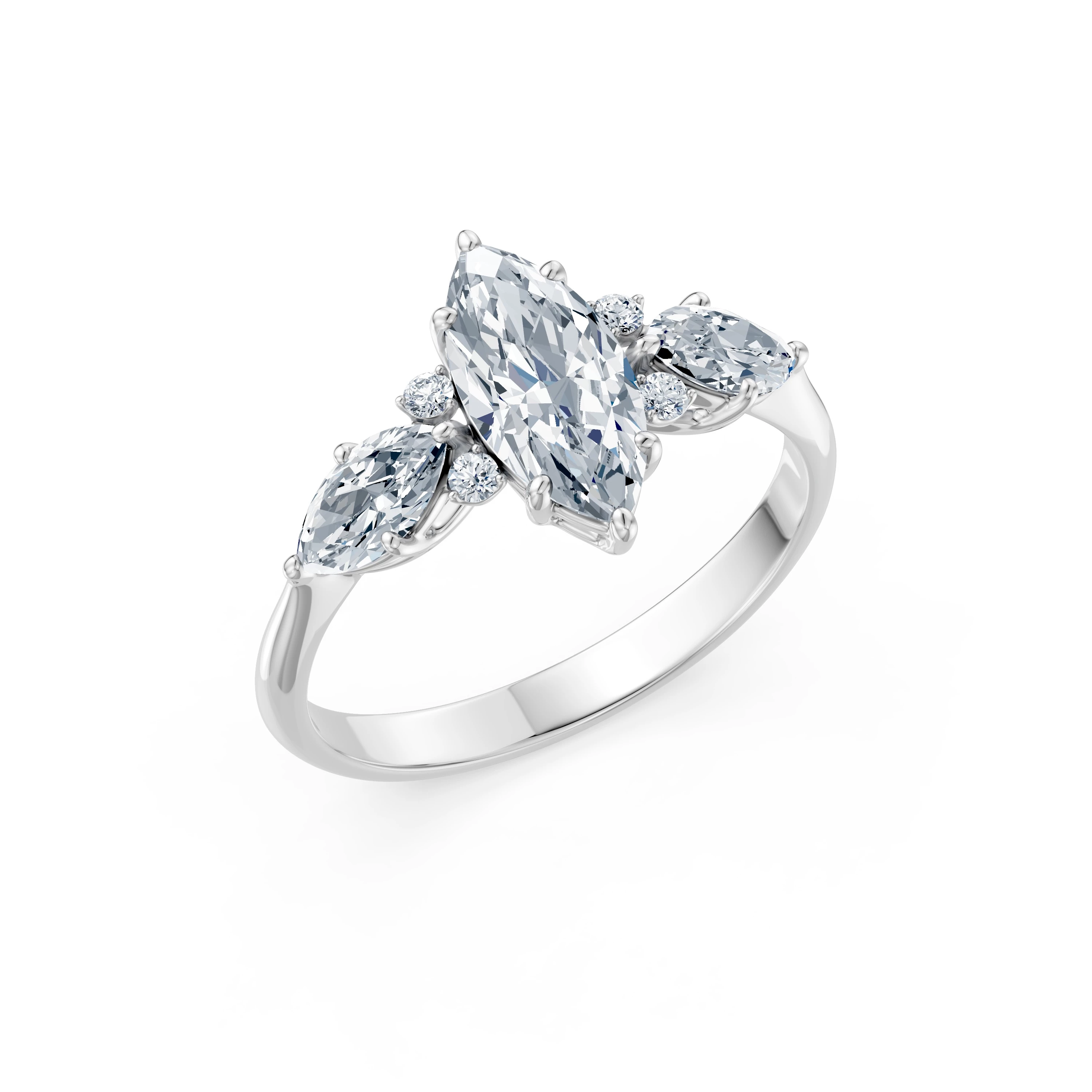 Bague Harmonie Dorée Solitaire Éternité marquise 1 ct — vue 1