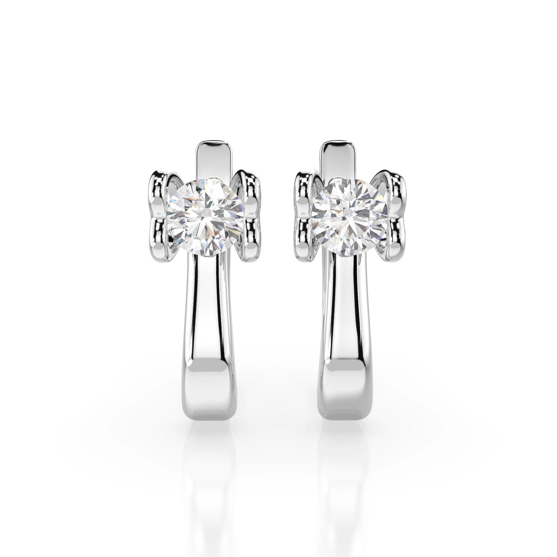 Boucles d'oreilles Voie Lactée Étoilée Solitaire avec fermoir anglais ronde 0,5 ct · 4,0 mm — vue 1