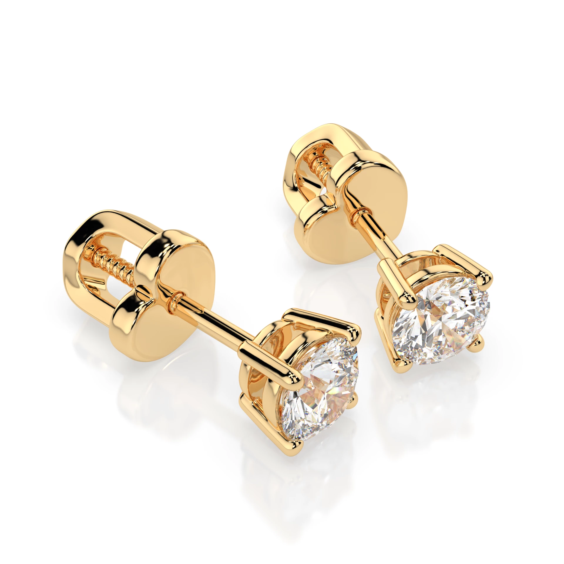 Boucles d'oreilles Firmament Impérial Solitaire avec fermoir papillon ronde 0,5 ct · 4,0 mm — vue 6