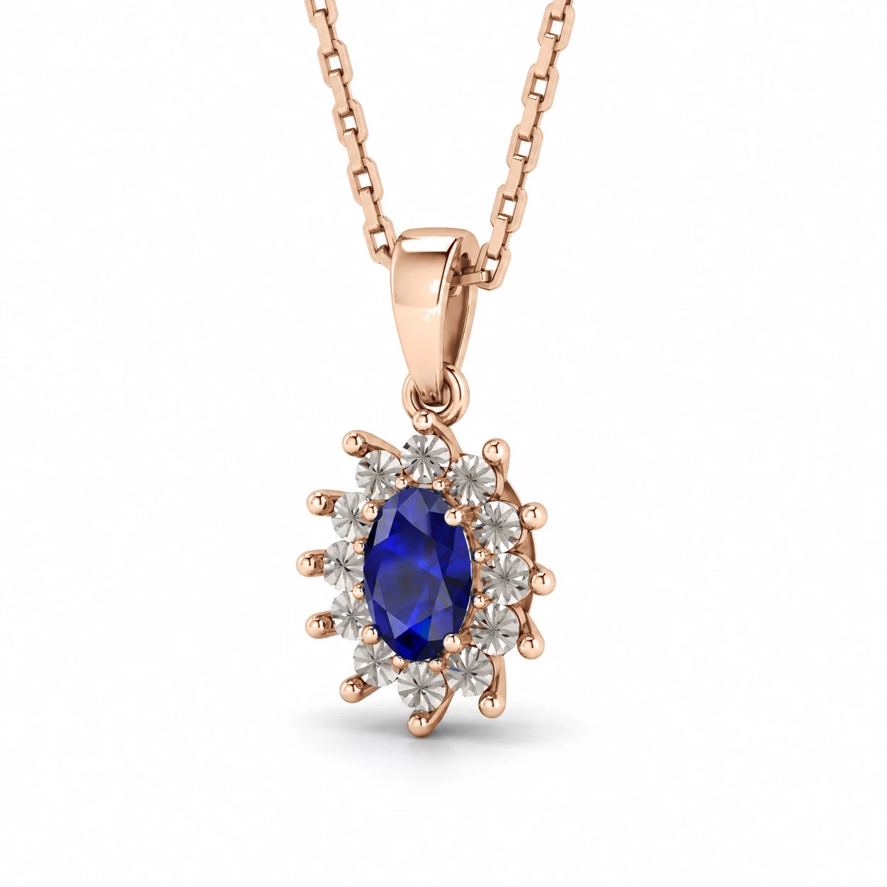 Collier Lune Argentée Pierre Précieuse ovale 0,56 ct — vue 1