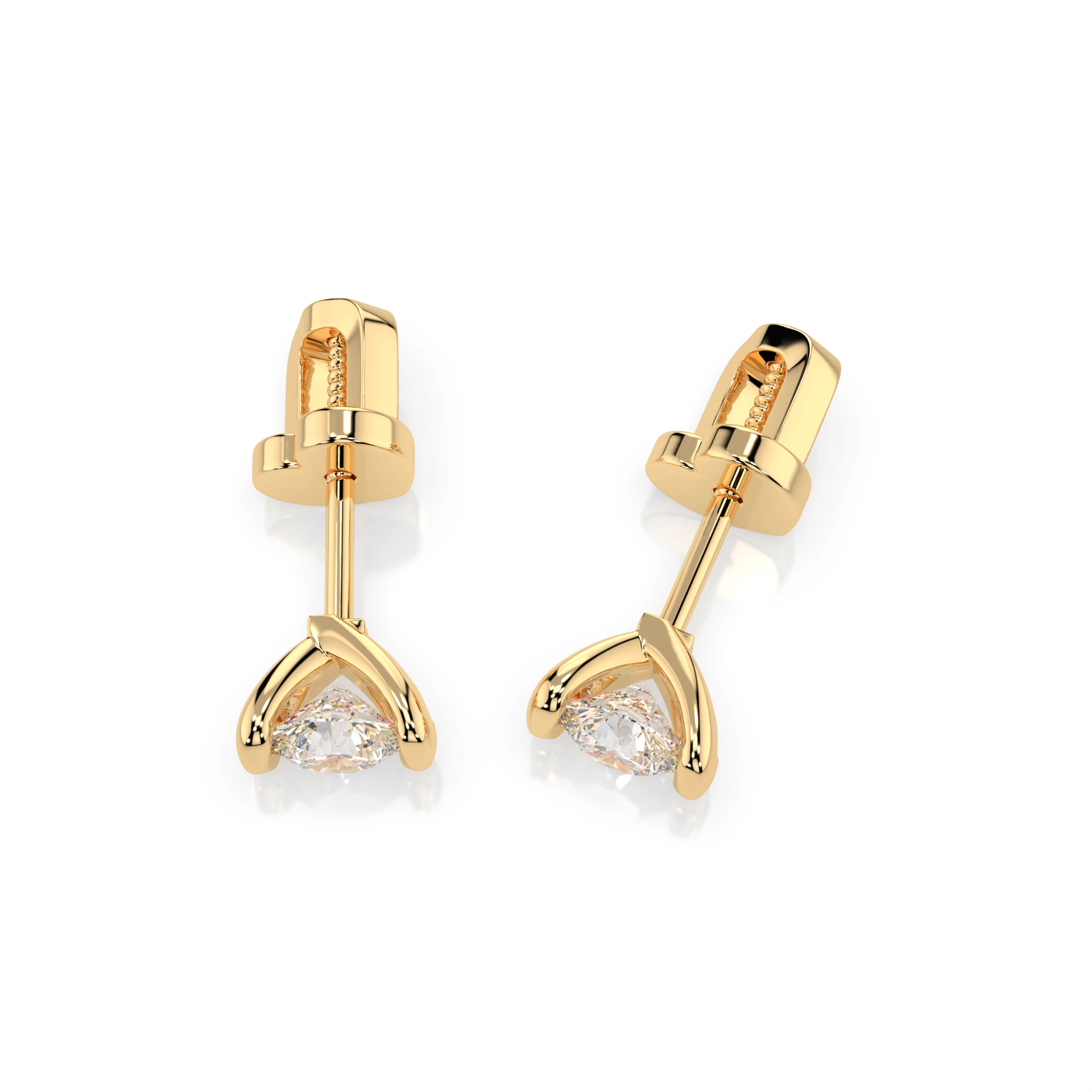 Boucles d'oreilles Ciel Céleste Solitaire avec fermoir papillon ronde 0,4 ct · 3,7 mm — vue 5