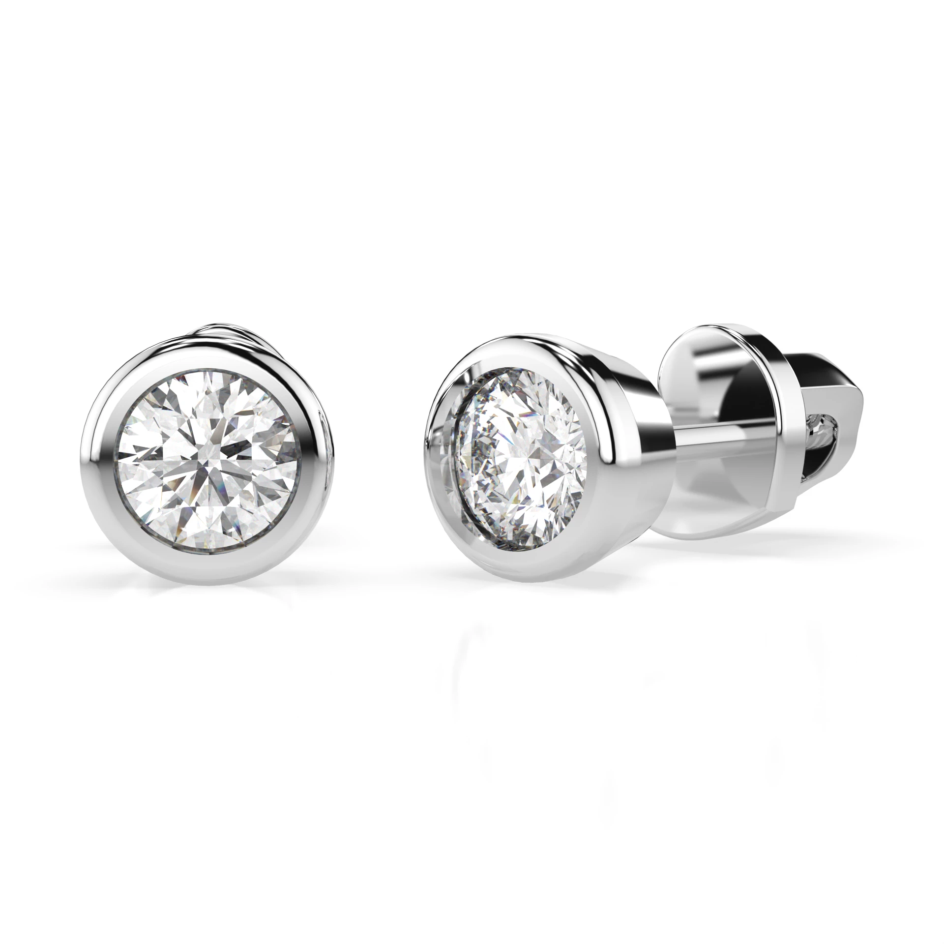 Boucles d'oreilles Reflet Sacré Solitaire avec fermoir papillon ronde 0,4 ct · 3,7 mm — vue 1