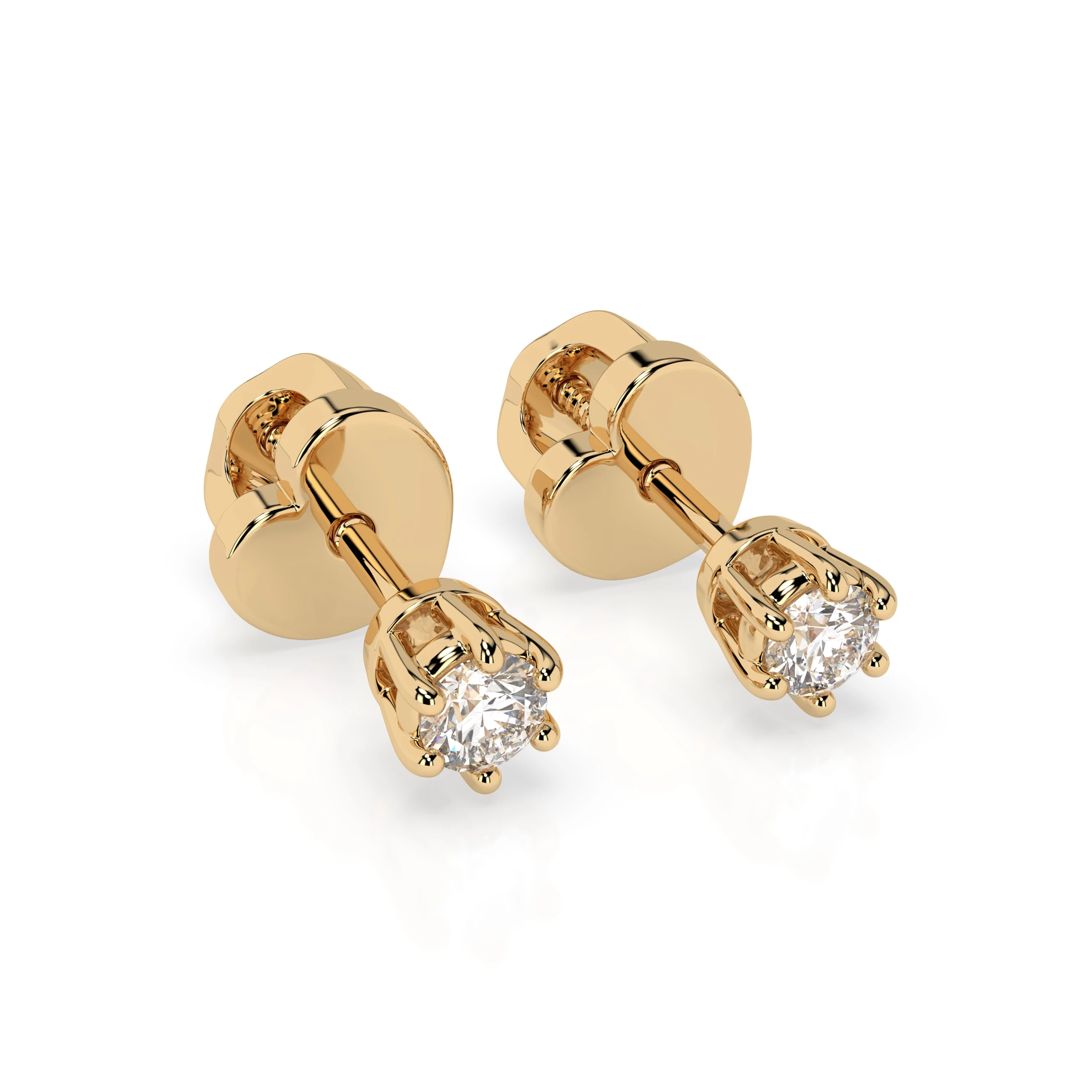 Boucles d'oreilles Orbite Infinie Solitaire avec fermoir papillon ronde 0,12 ct · 2,5 mm — vue 5