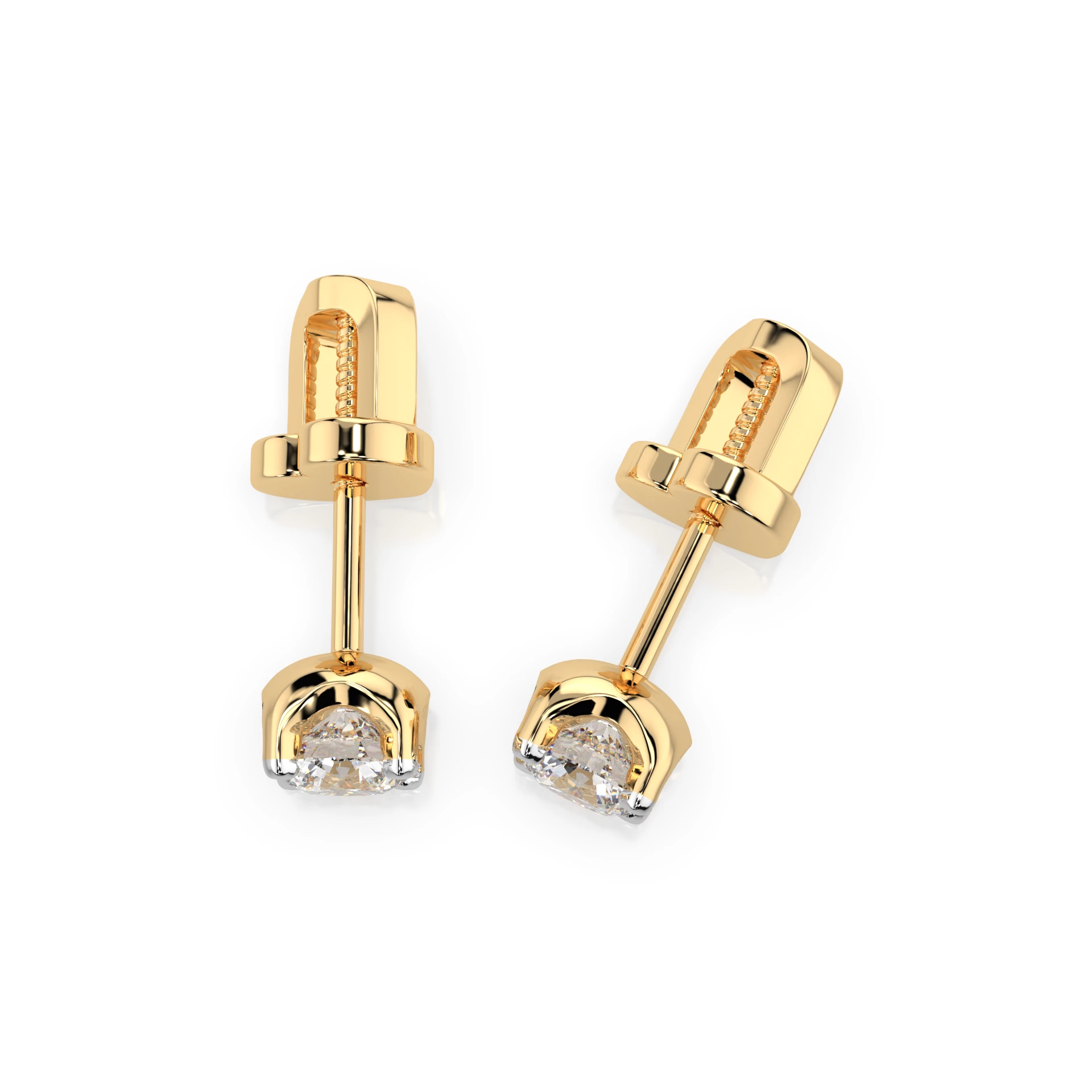 Boucles d'oreilles Soleil Sublime Solitaire avec fermoir papillon ronde 0,4 ct · 3,7 mm — vue 5