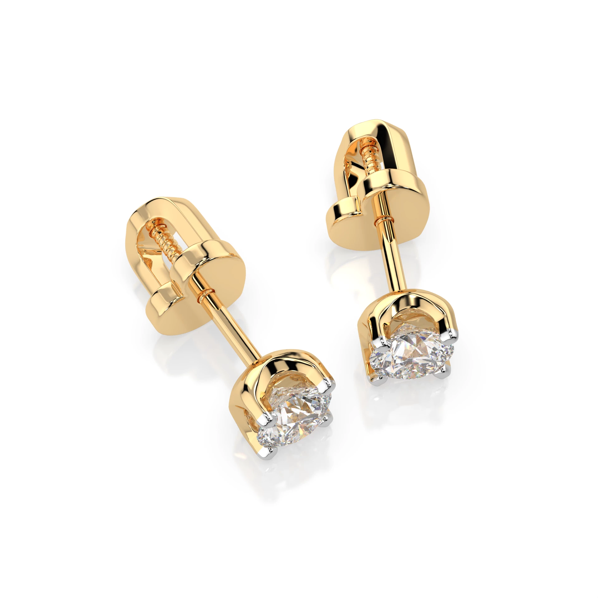 Boucles d'oreilles Soleil Sublime Solitaire avec fermoir papillon ronde 0,4 ct · 3,7 mm — vue 6