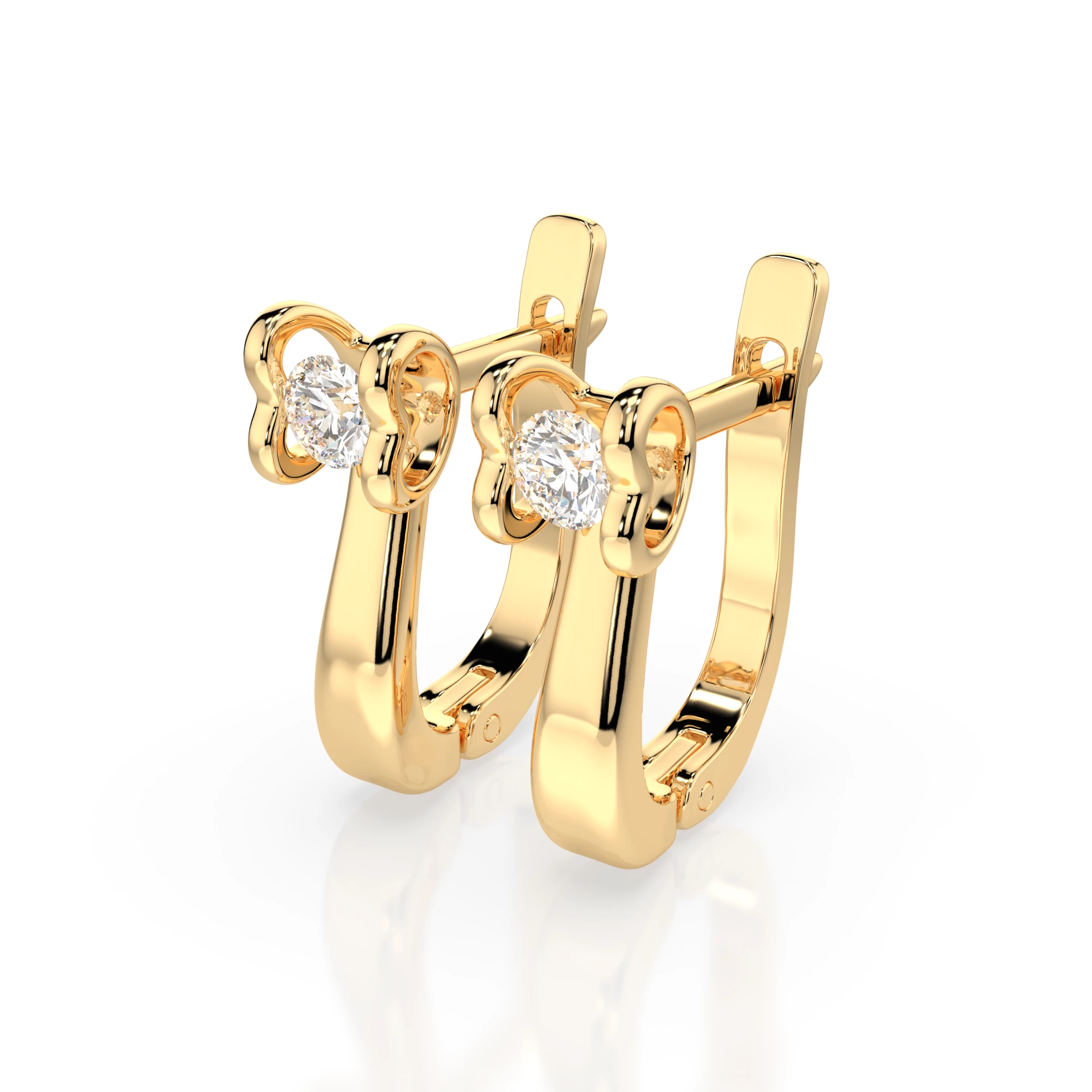 Boucles d'oreilles Crépuscule Étoilé Solitaire avec fermoir anglais ronde 0,2 ct · 3,0 mm — vue 5