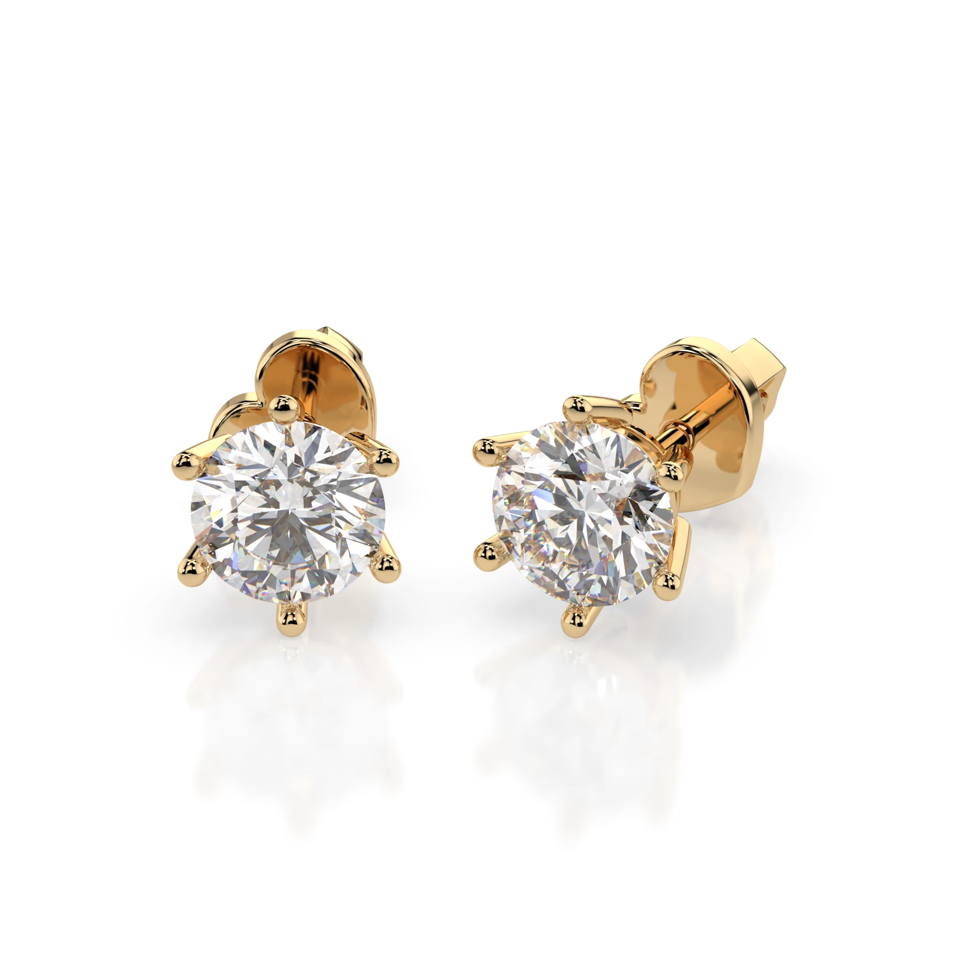Boucles d'oreilles Firmament Étoilé Solitaire avec fermoir papillon ronde 0,8 ct · 4,7 mm — vue 4