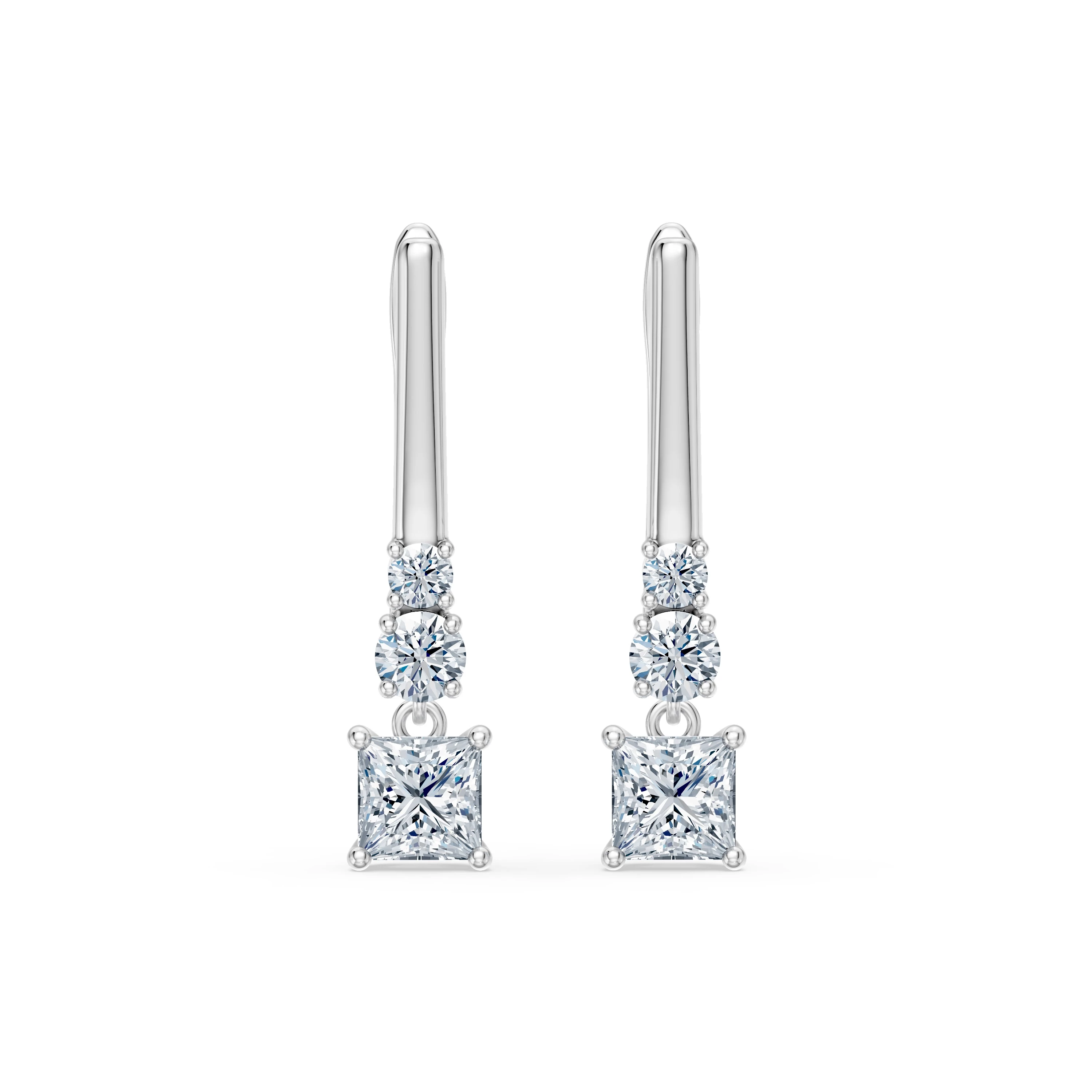 Boucles d'oreilles Émotion Radieuse Solitaire Éternité princesse 0,6 ct — vue 1