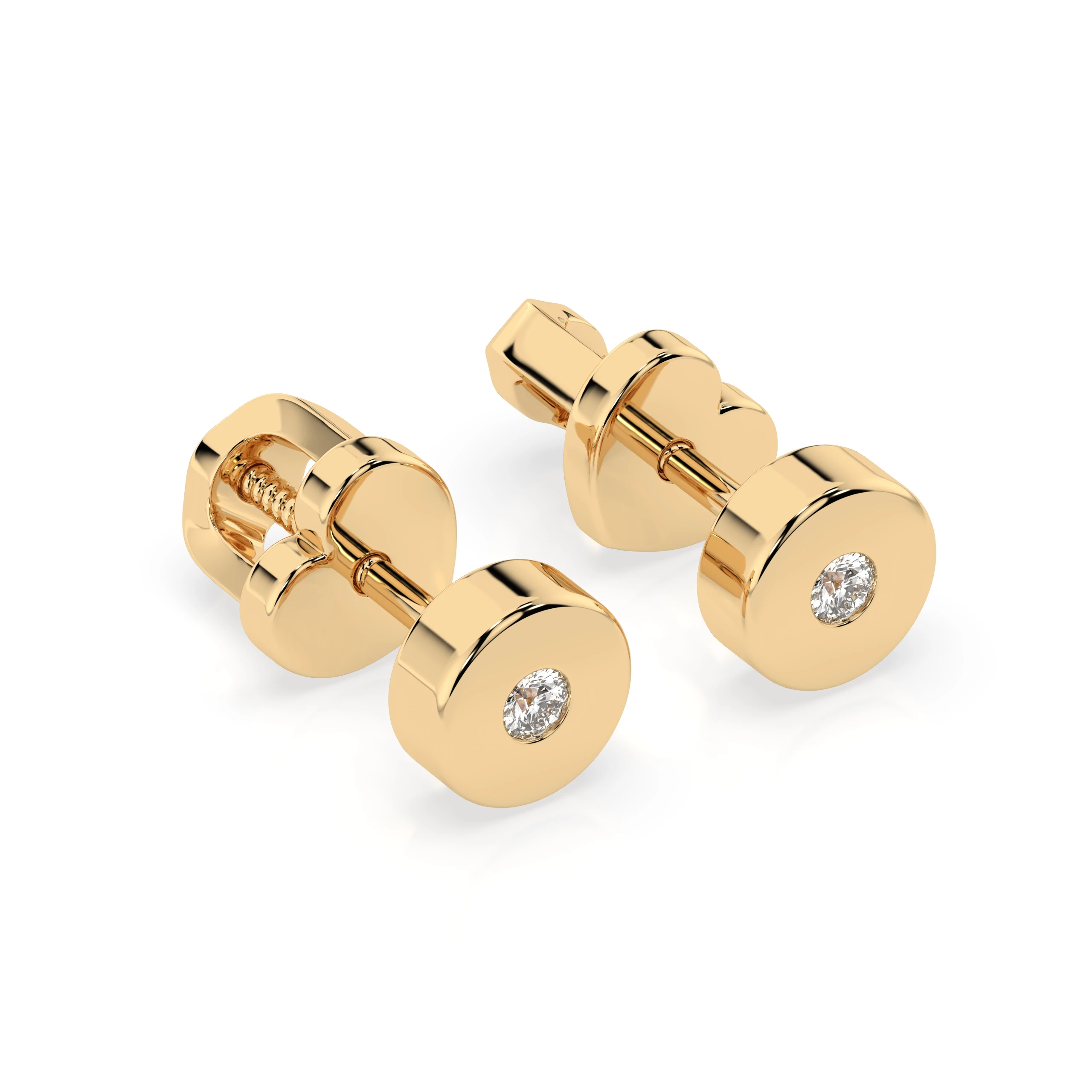 Boucles d'oreilles Ciel Étoilé Solitaire avec fermoir papillon ronde 0,04 ct — vue 5