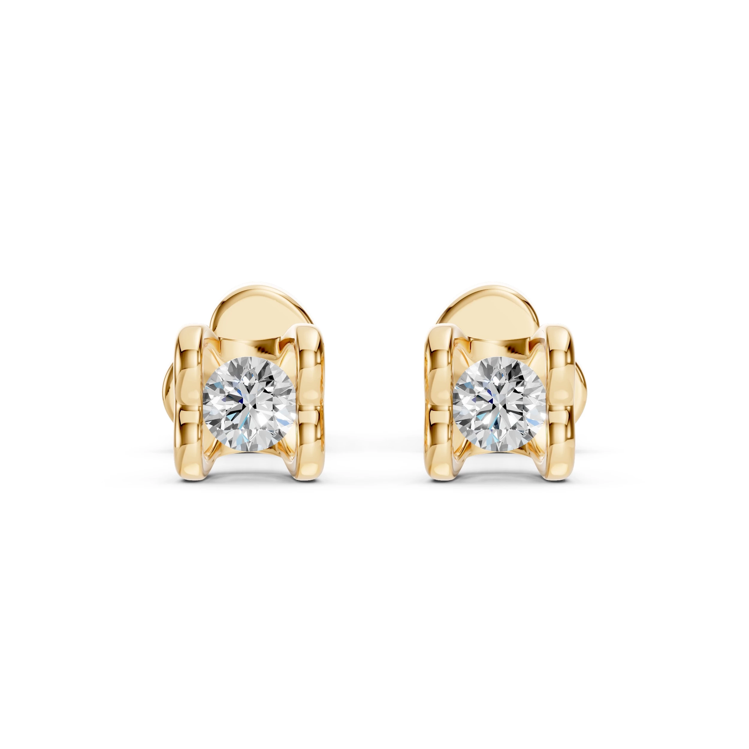 Boucles d'oreilles Soleil Mystérieux Solitaire avec fermoir papillon ronde 0,2 ct · 3,0 mm — vue 4