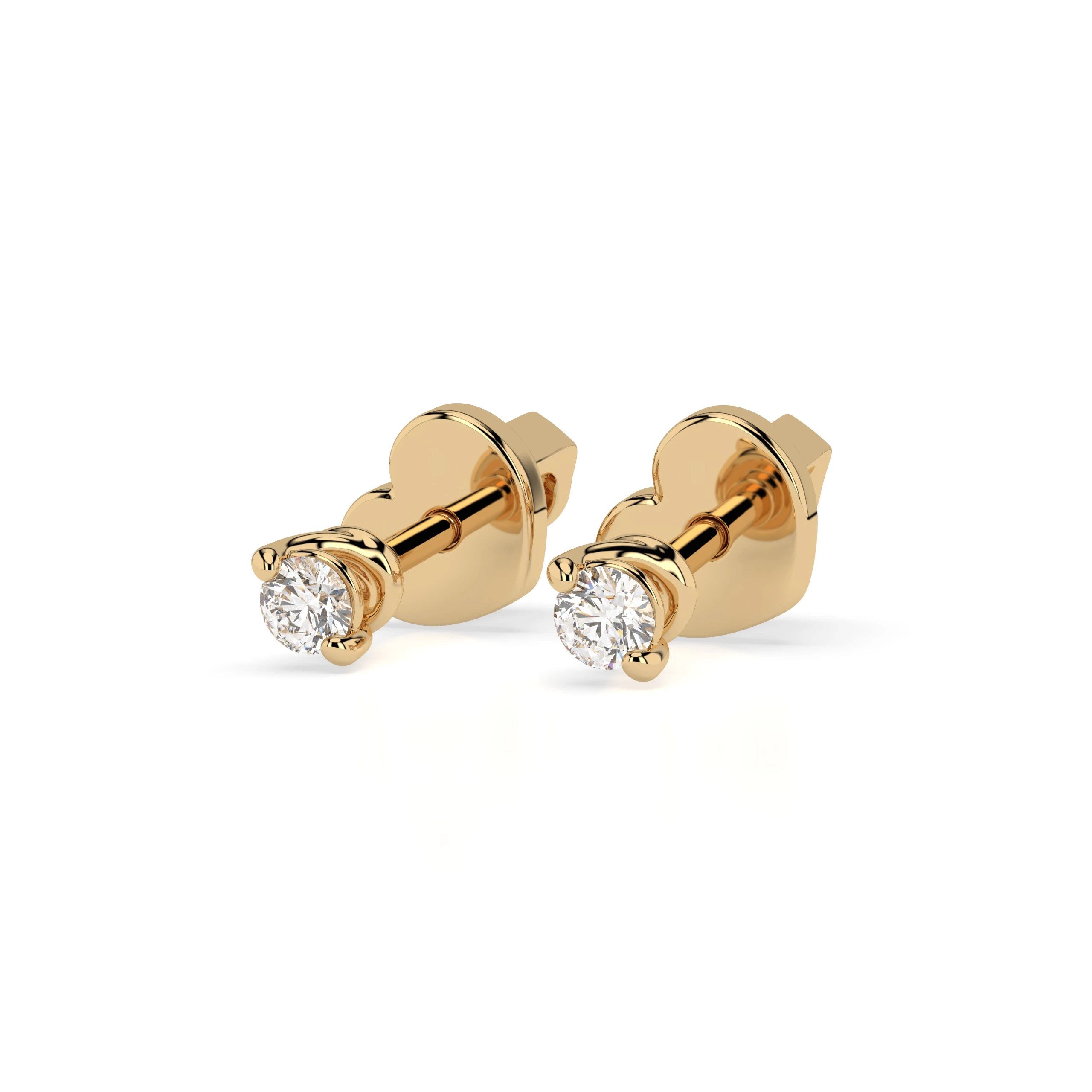 Boucles d'oreilles Constellation Dorée Solitaire avec fermoir papillon ronde 0,08 ct · 2,2 mm — vue 6
