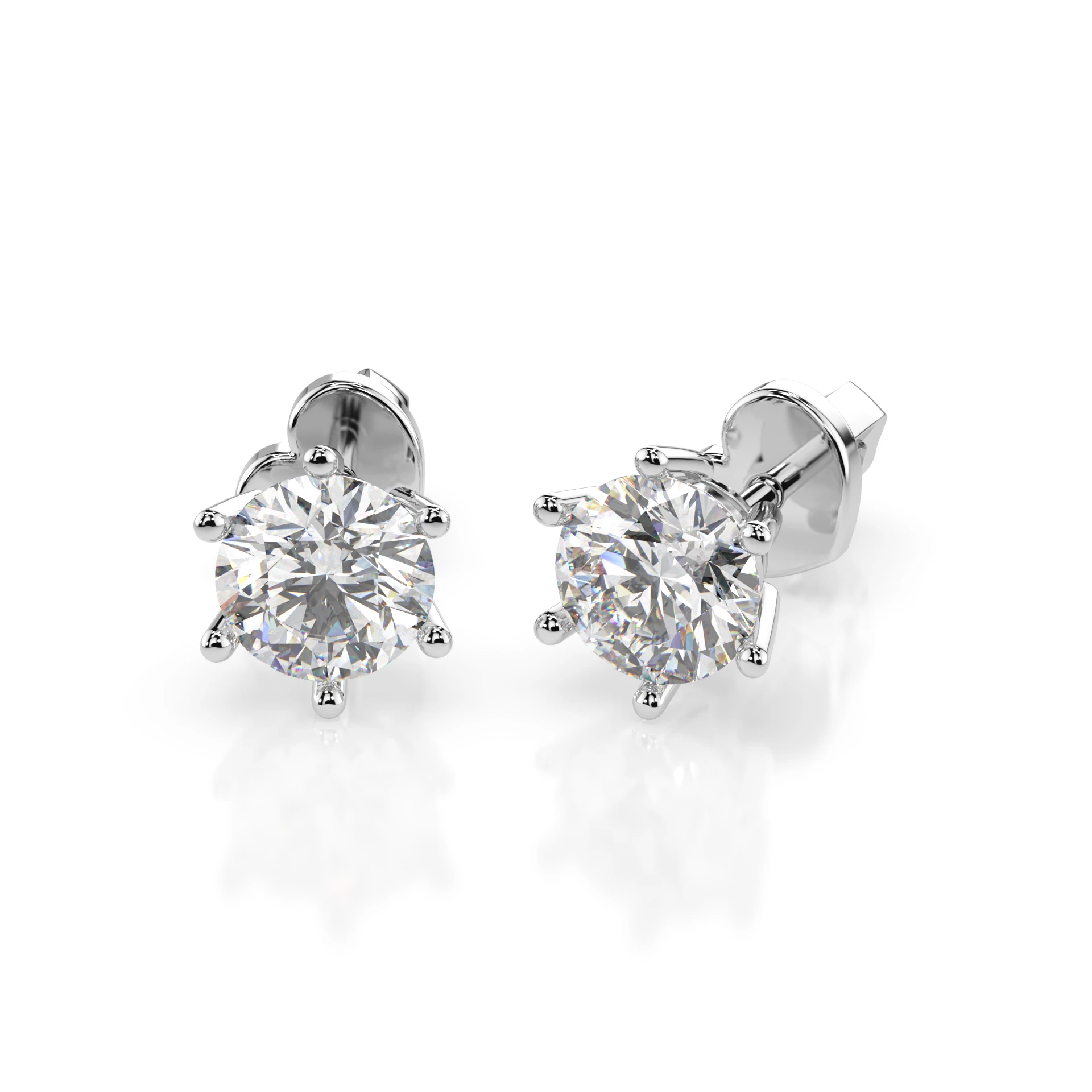 Boucles d'oreilles Firmament Étoilé Solitaire avec fermoir papillon ronde 0,8 ct · 4,7 mm — vue 1