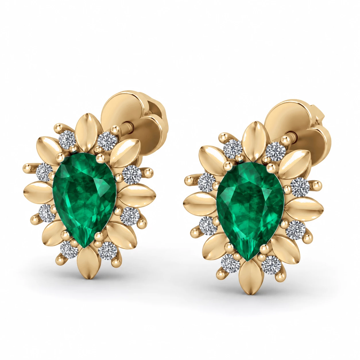 Boucles d'oreilles Blason Doré Pierre Précieuse 0,33 ct — vue 8