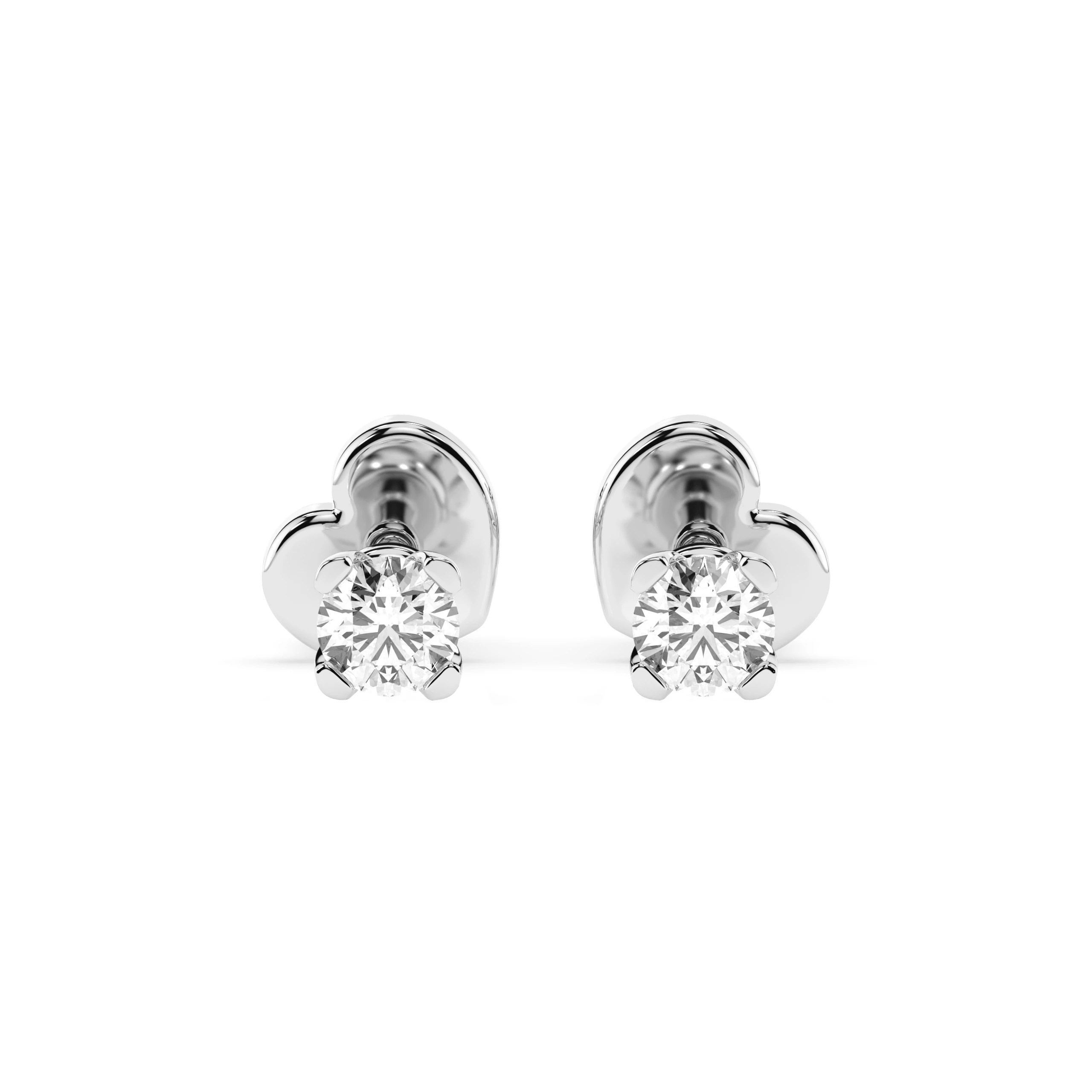 Boucles d'oreilles Galaxie Infinie Solitaire avec fermoir papillon ronde 0,2 ct · 3,0 mm — vue 1