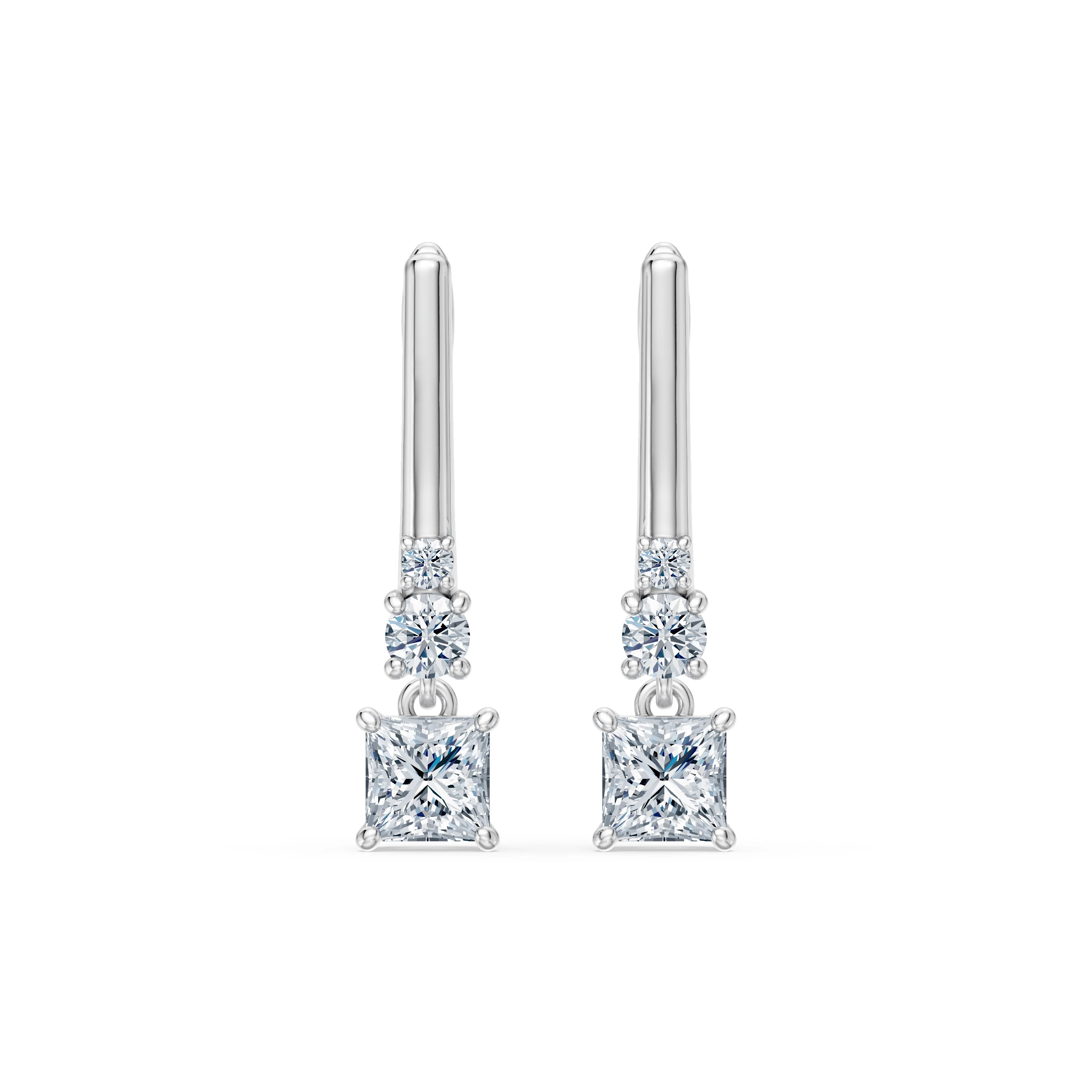 Boucles d'oreilles Charme Infini Solitaire Éternité princesse 0,8 ct — vue 1