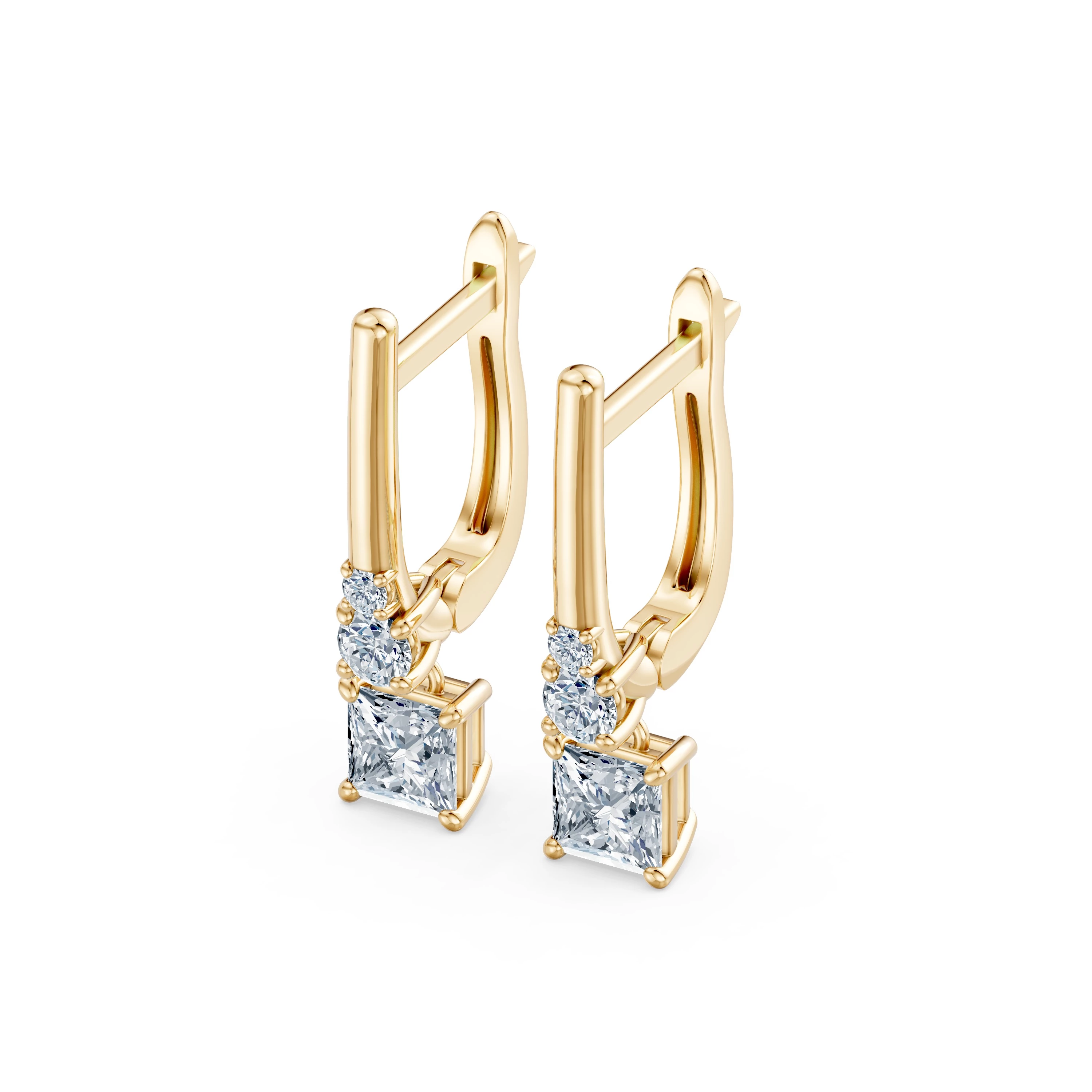 Boucles d'oreilles Charme Infini Solitaire Éternité princesse 0,8 ct — vue 6