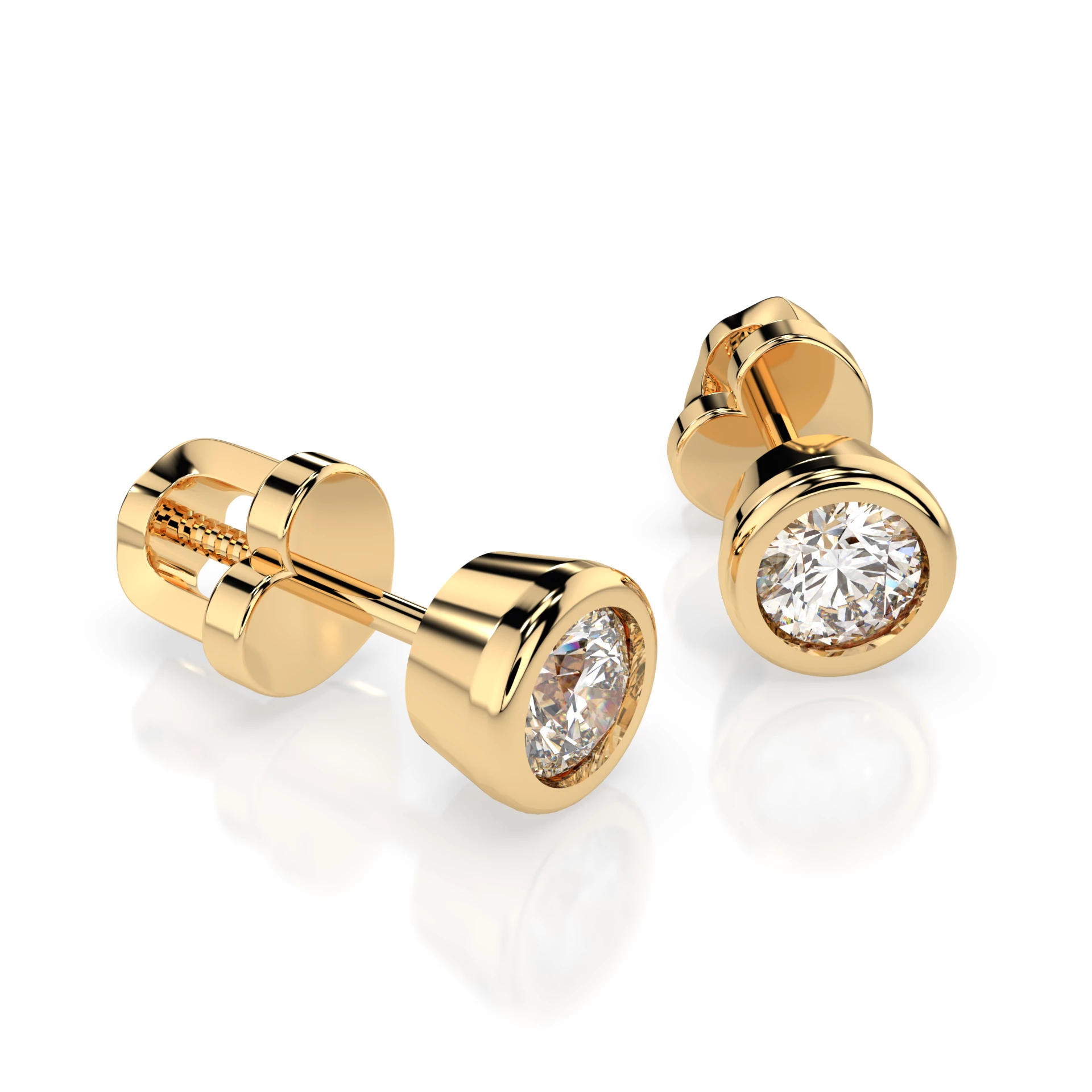 Boucles d'oreilles Comète Sacrée Solitaire avec fermoir papillon ronde 0,6 ct · 4,2 mm — vue 6