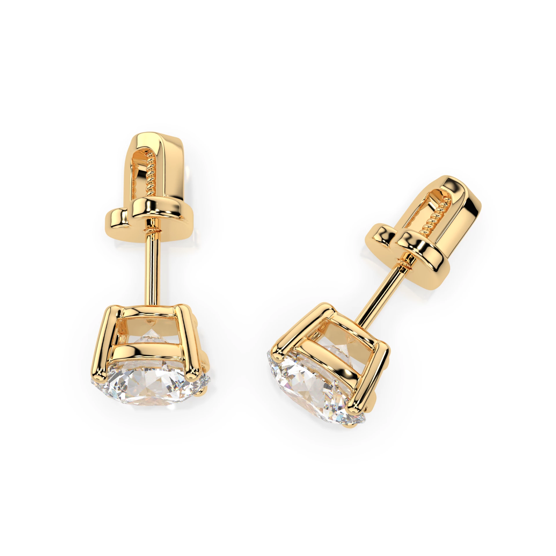 Boucles d'oreilles Finesse Incomparable Solitaire avec fermoir papillon ronde 2 ct · 6,5 mm — vue 5