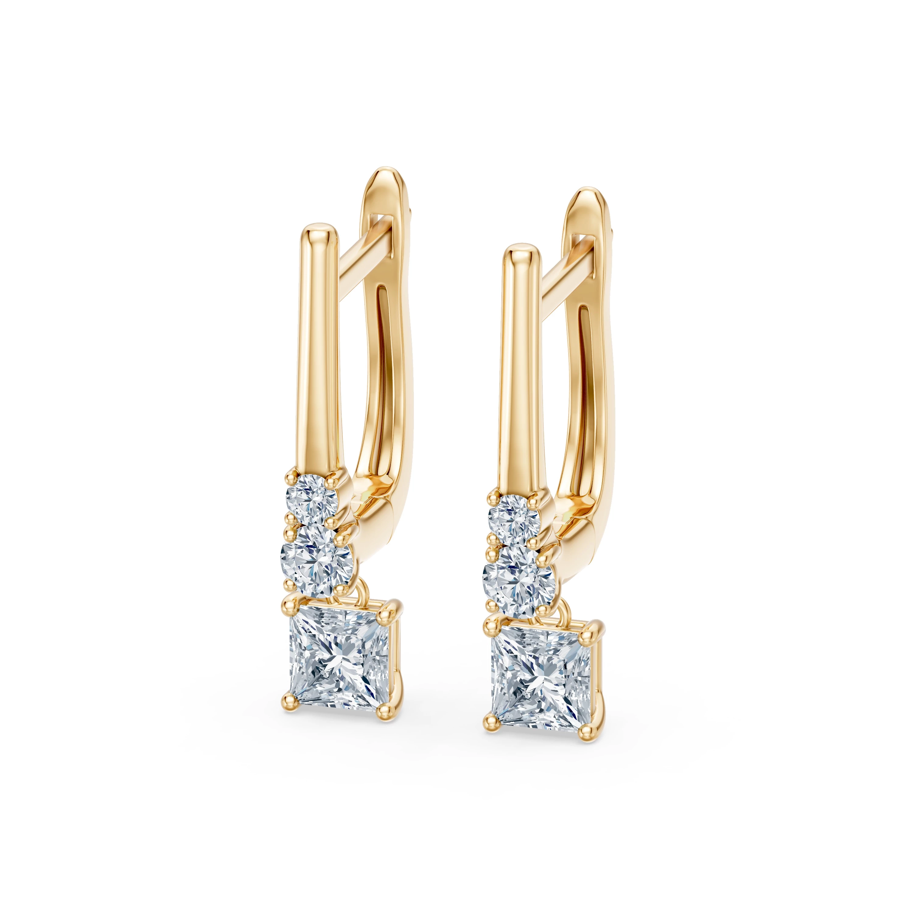 Boucles d'oreilles Émotion Radieuse Solitaire Éternité princesse 0,6 ct — vue 5