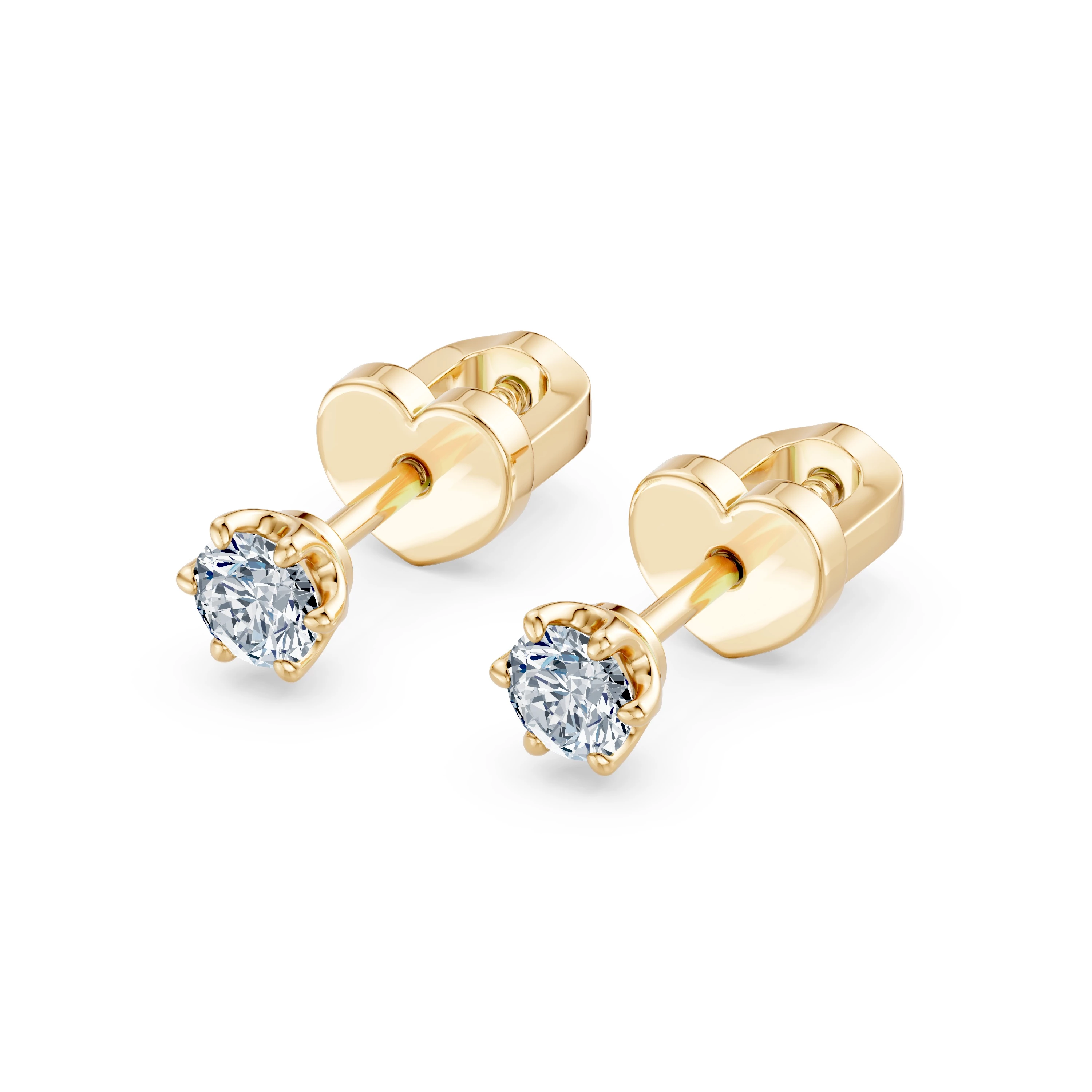 Boucles d'oreilles Comète Divine Solitaire avec fermoir papillon ronde 0,2 ct · 3,0 mm — vue 6