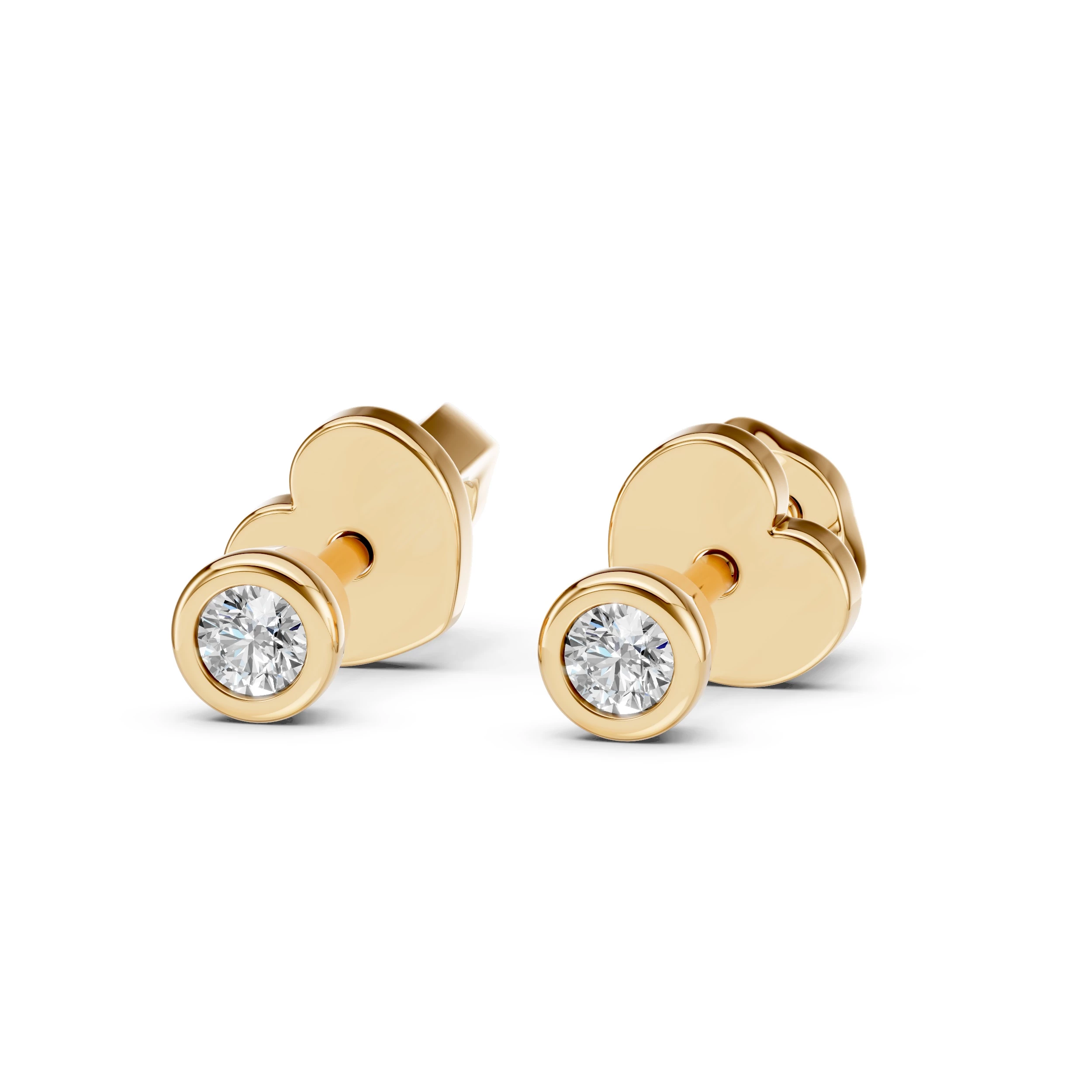 Boucles d'oreilles Zénith Infini Solitaire avec fermoir papillon ronde 0,1 ct · 2,3 mm — vue 5