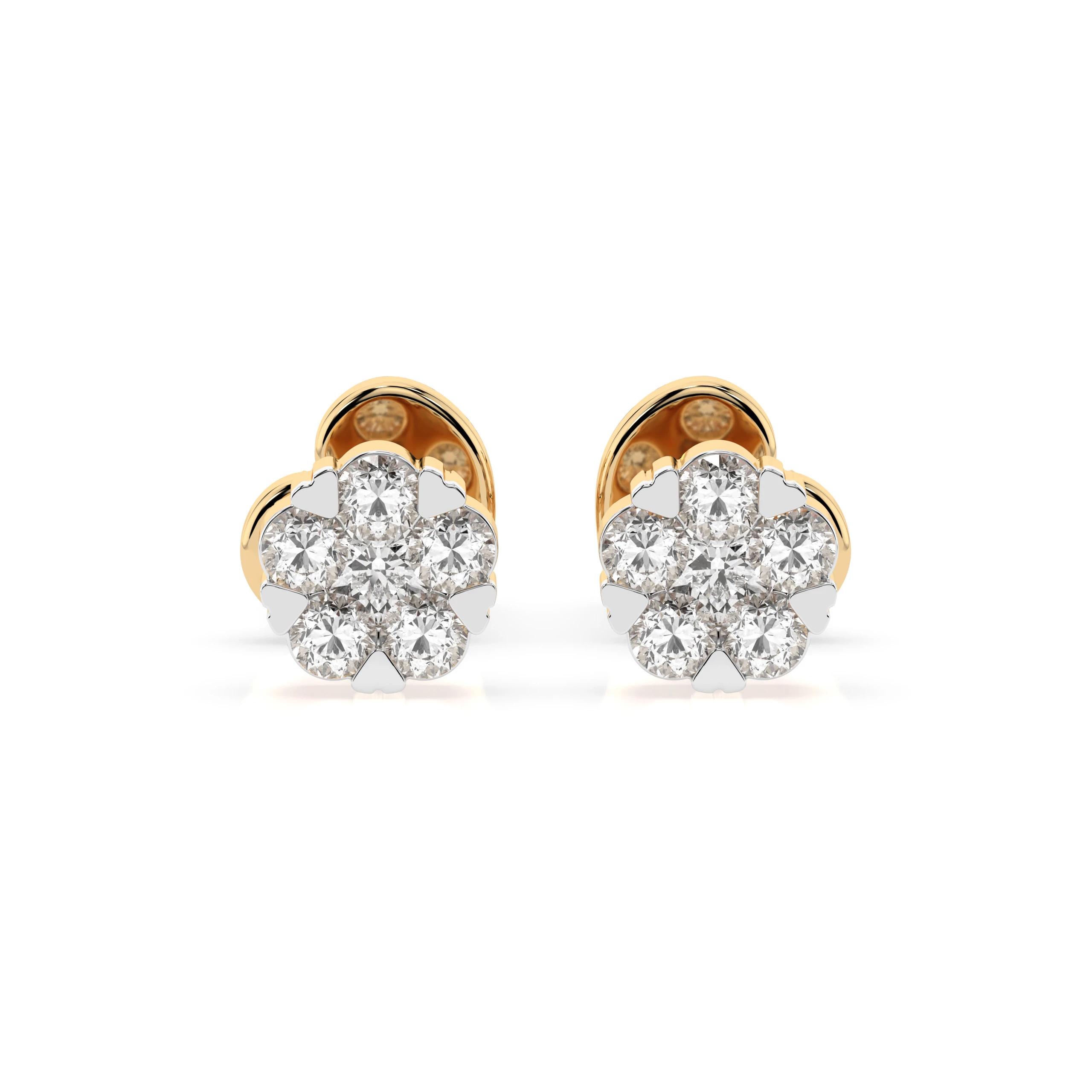 Boucles d'oreilles Zénith Doré Illusion ronde 0,06 ct — vue 4