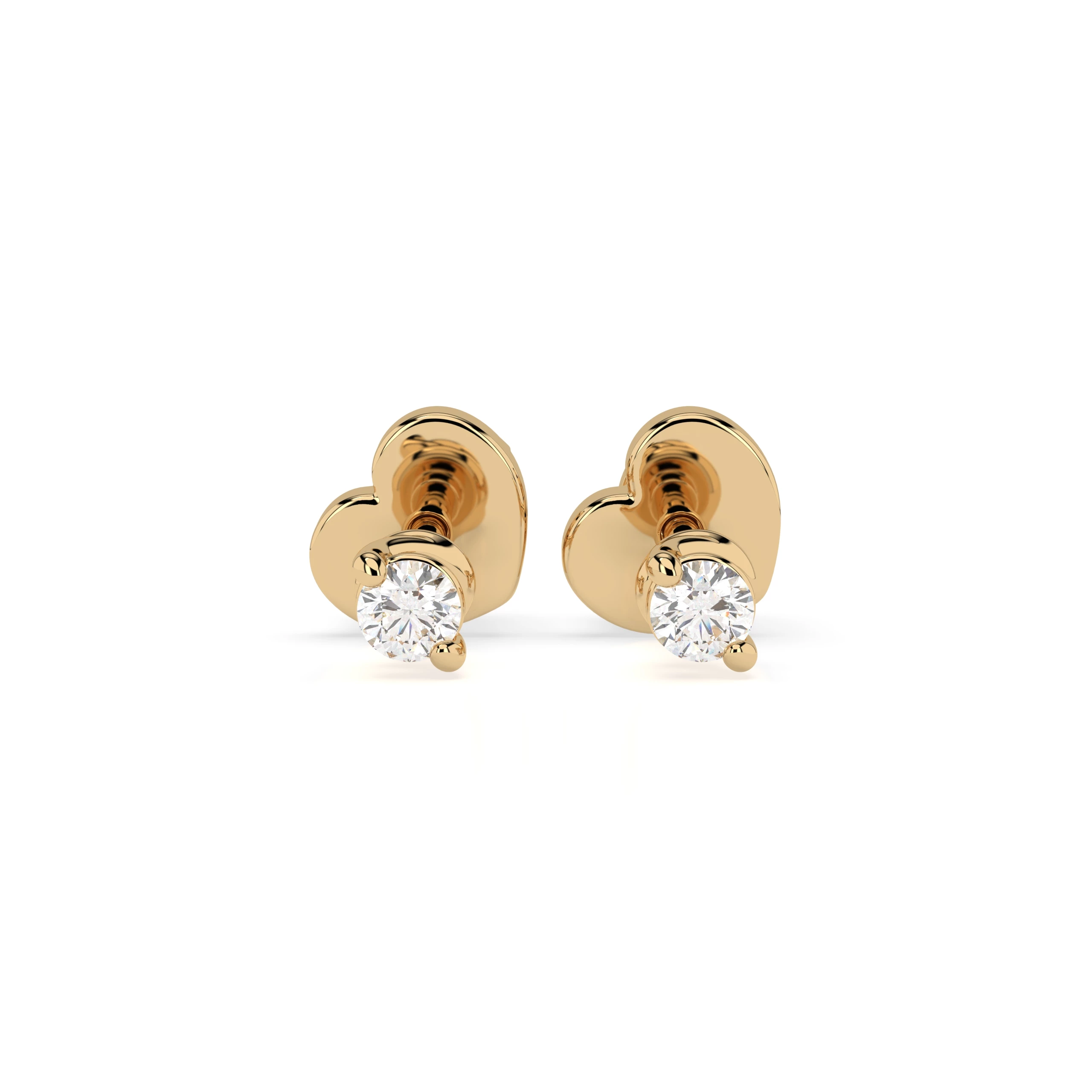 Boucles d'oreilles Constellation Dorée Solitaire avec fermoir papillon ronde 0,08 ct · 2,2 mm — vue 4