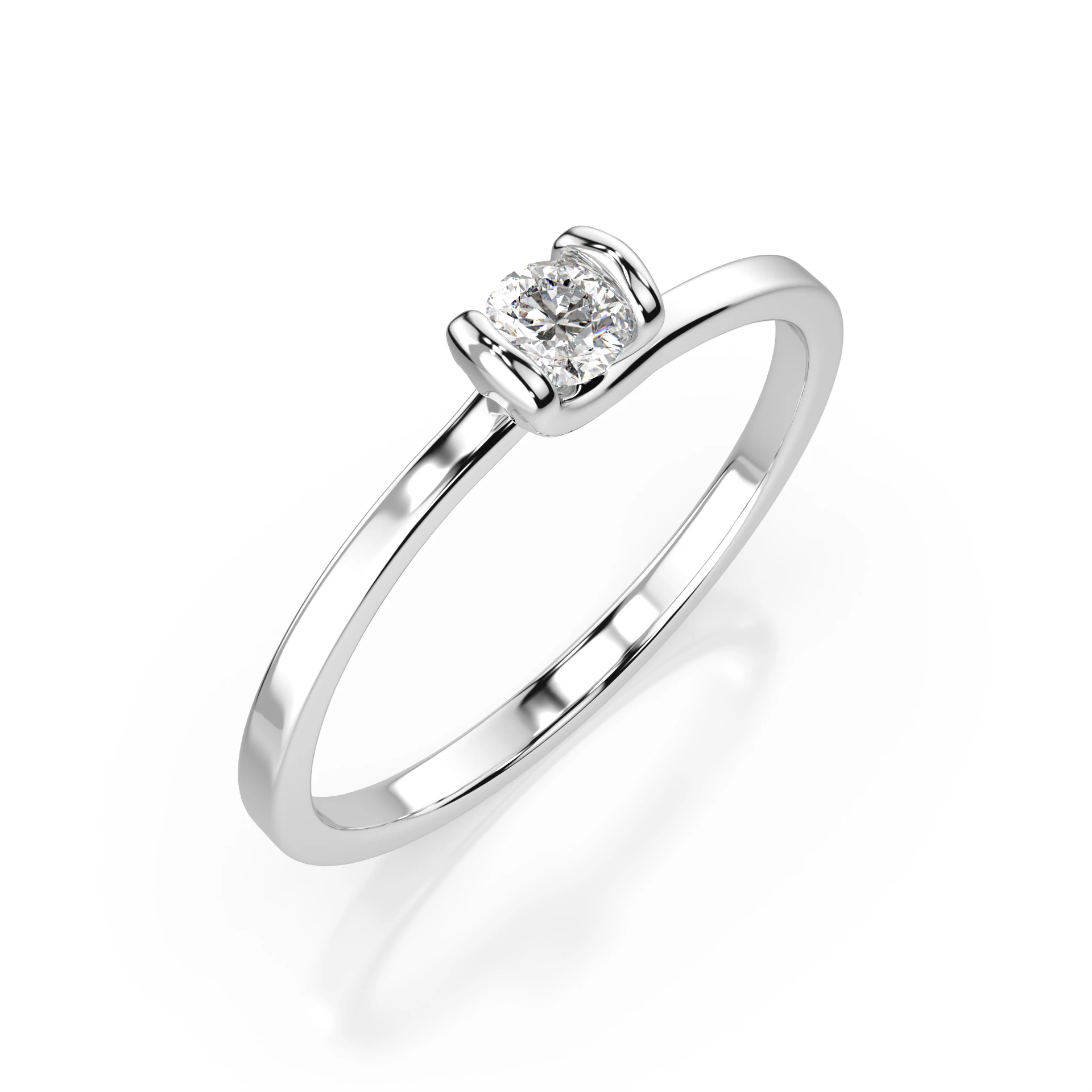 Bague Trône Royal Solitaire ronde 0,1 ct · 3,0 mm — vue 1